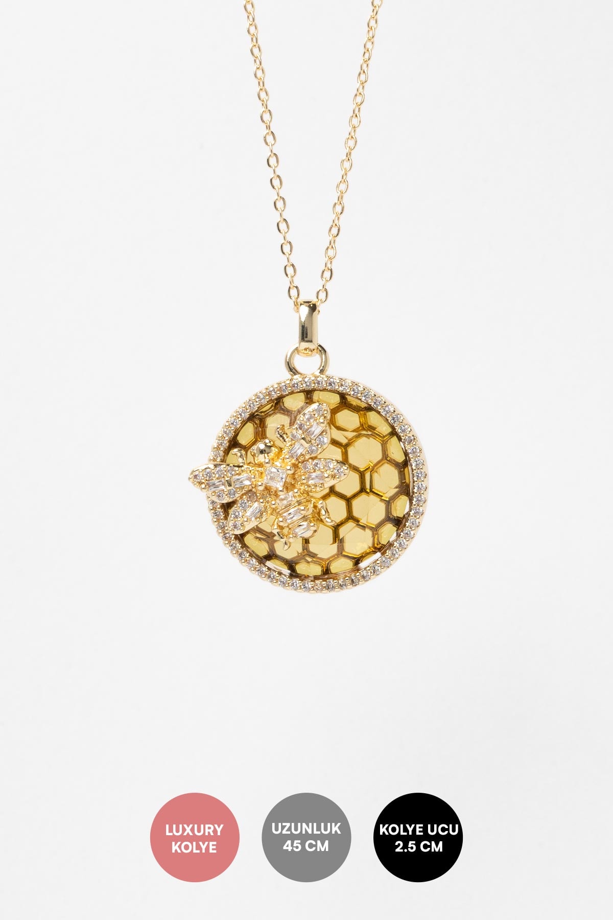 Gold Honeycomb Yellow Luxury Kolye AKL4273