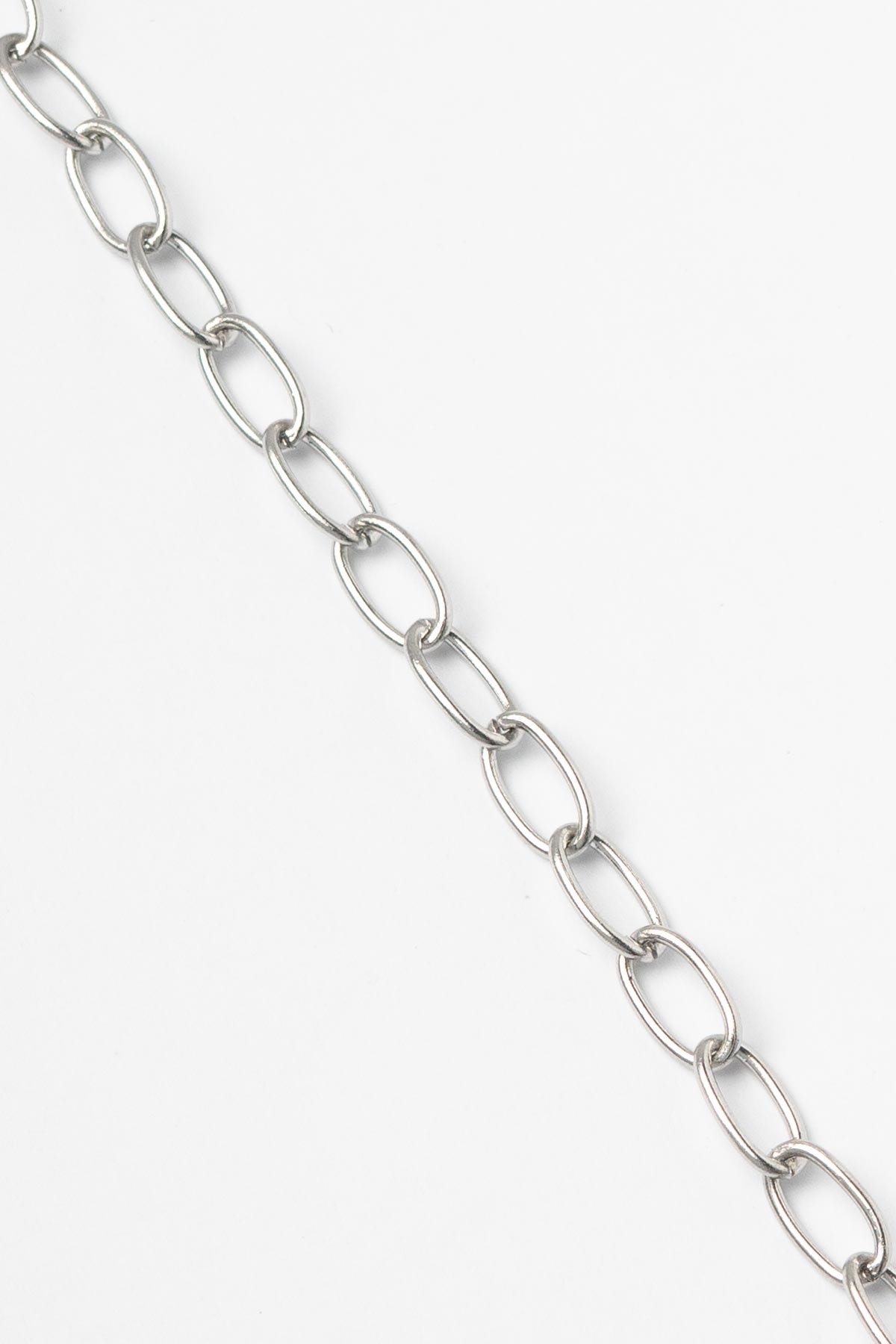 Silver Casual İnce Elips Halka Zincir Çelik Bileklik ABL7474