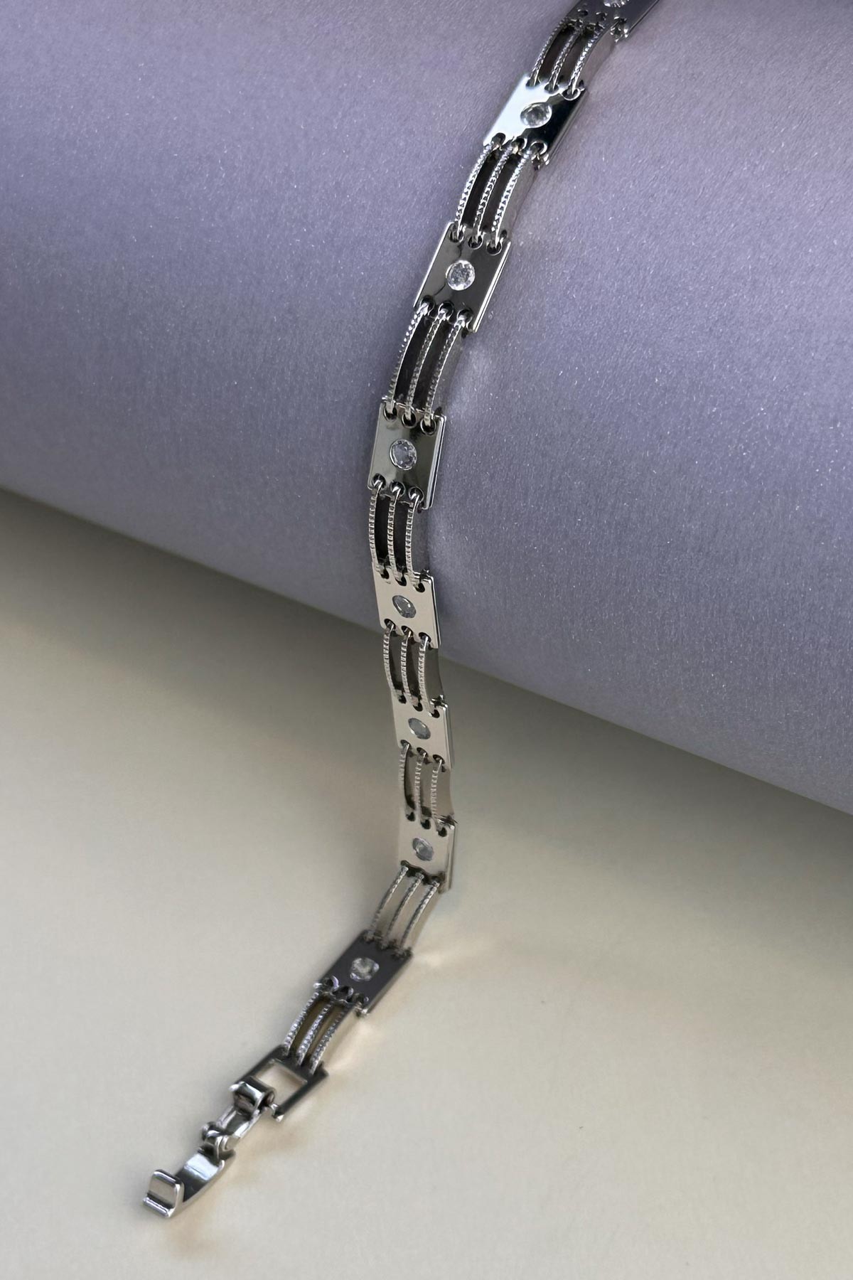 Silver Tektaş Detay Fence Tasarım Luxury Bileklik ABL7187