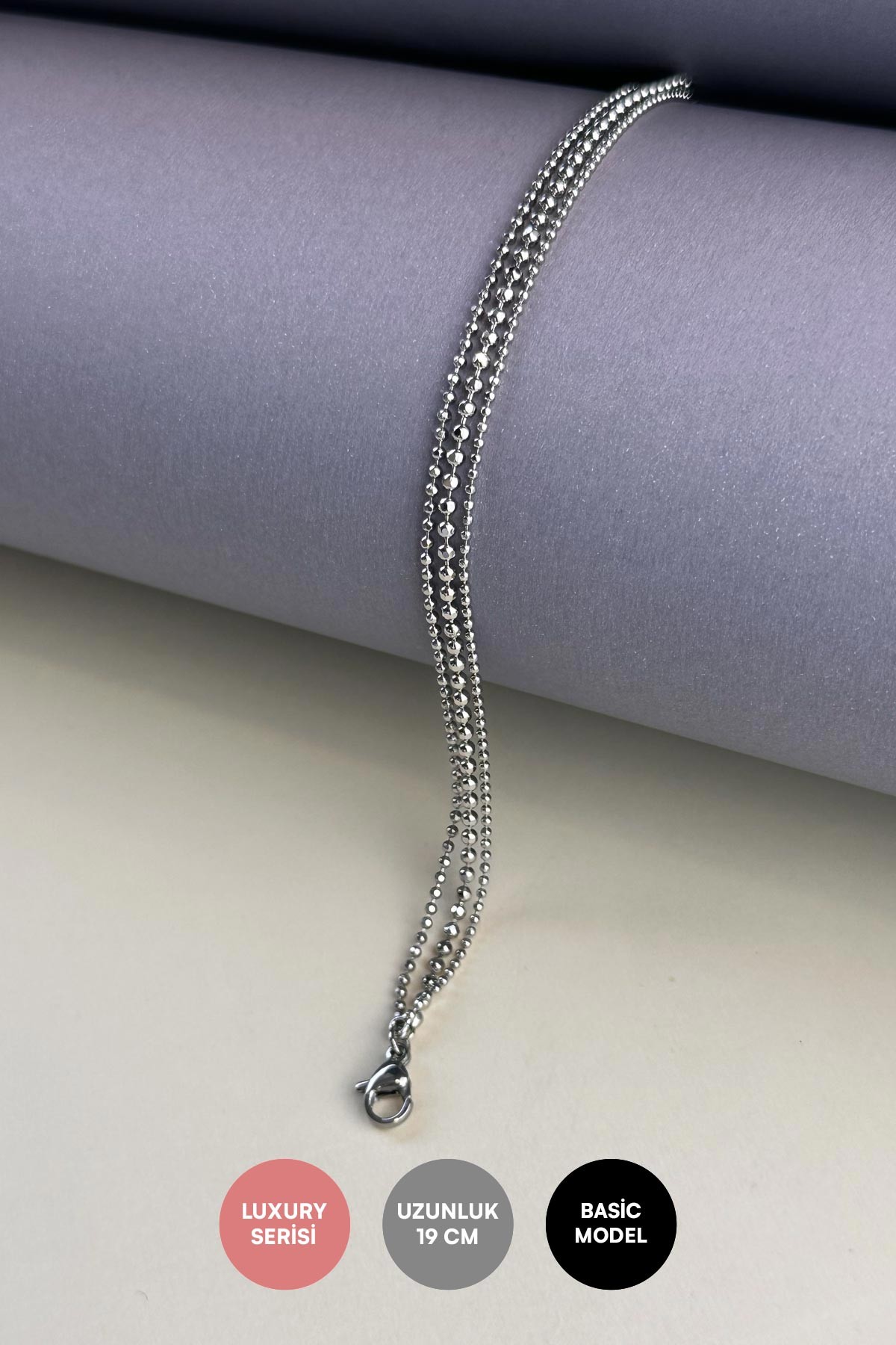 Silver Minimal Topçuk Çoklu Zincir Tasarım Luxury Bileklik ABL7167