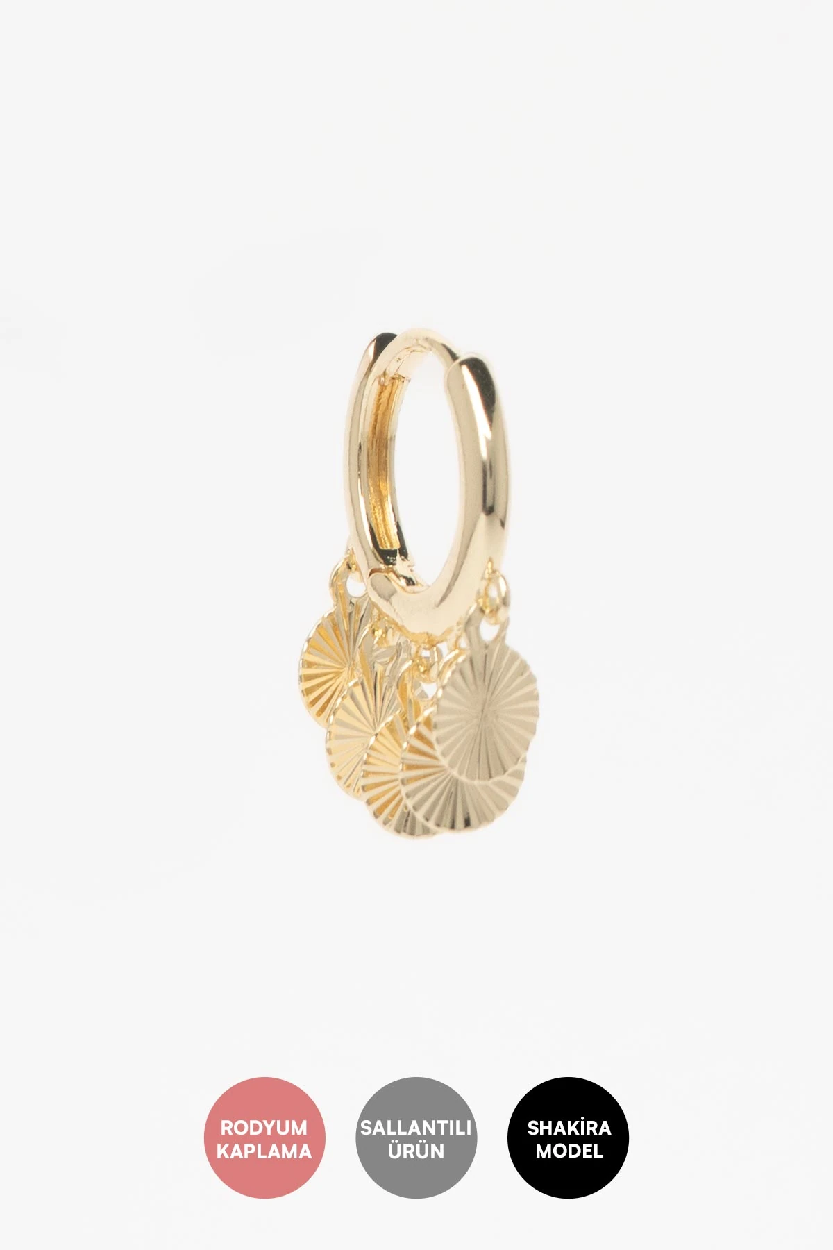 Gold 14K Lazer Kesim Mini Pullar Sallantılı Glory Küpe AKE9423