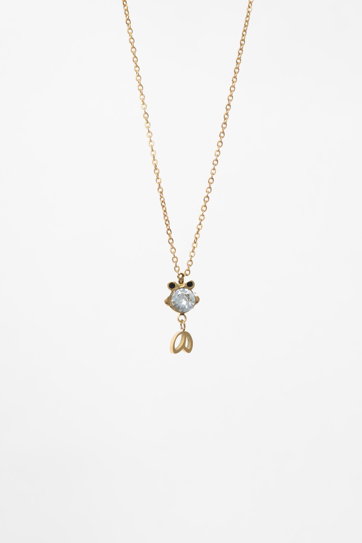 Gold Crystal Corticale Çelik Kolye 45 Cm AKL1930