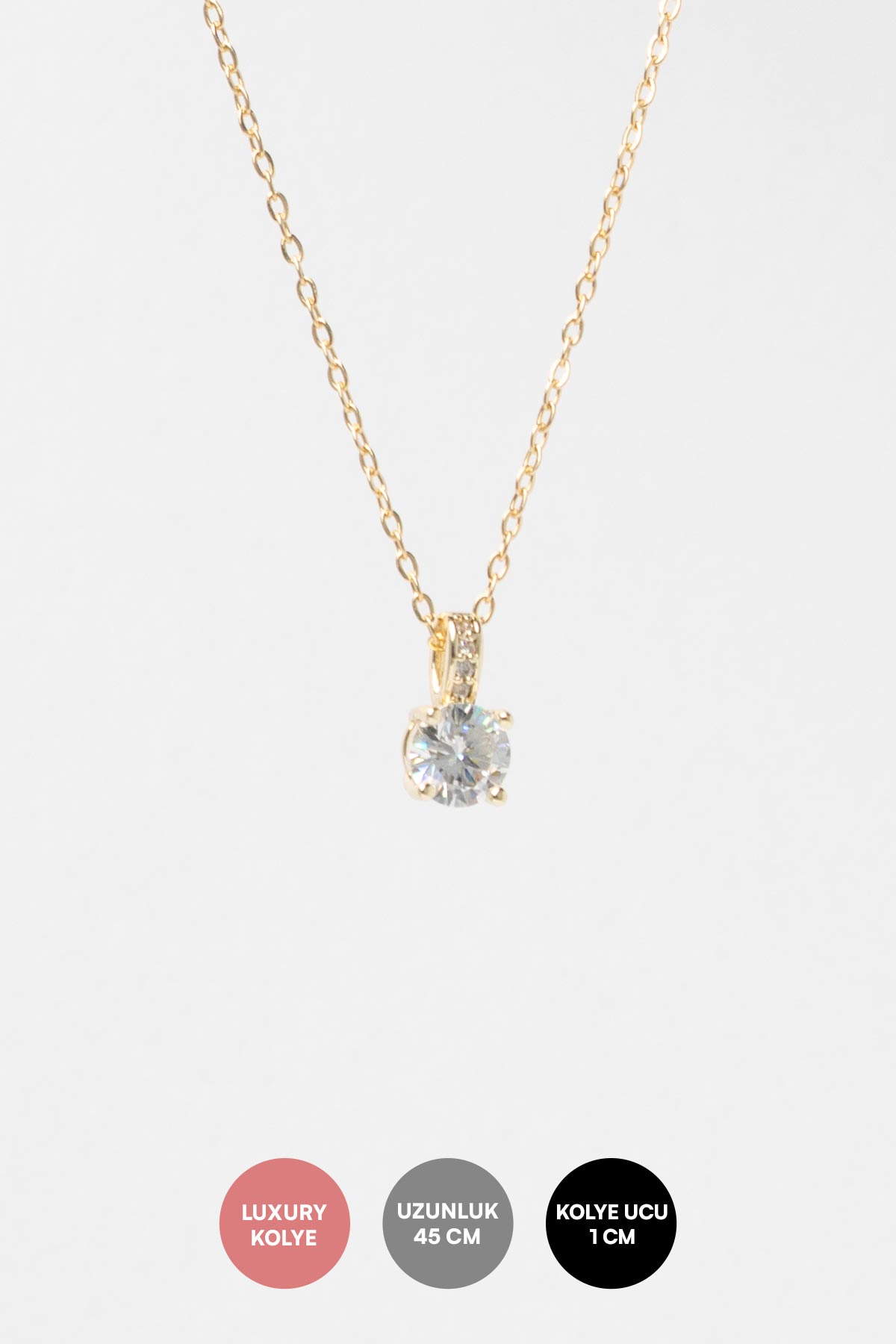 Gold Tektaş Sallantılı Luxury Kolye AKL4241
