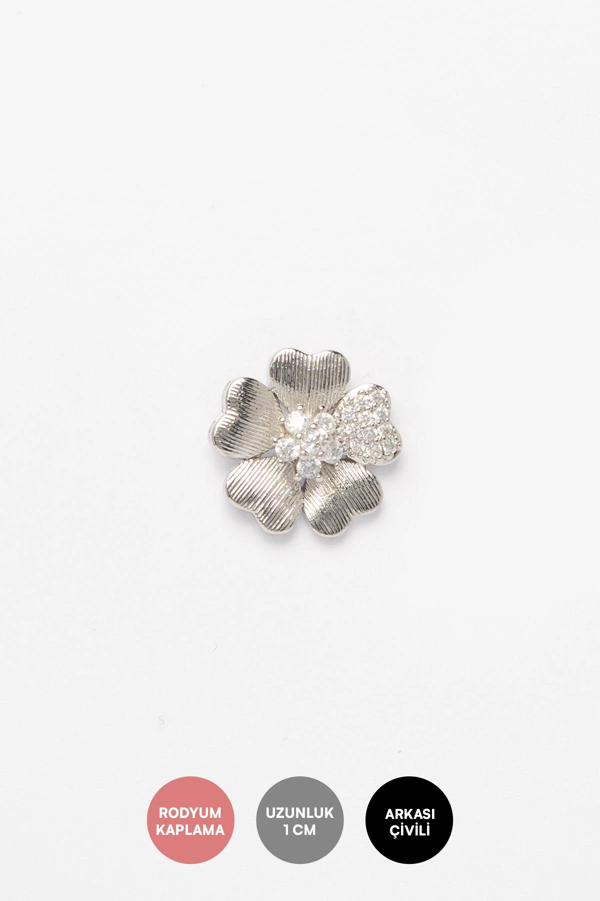 Silver Zirkon Taş Detay Kalp Tasarım Çiçek Glory Küpe AKE9430