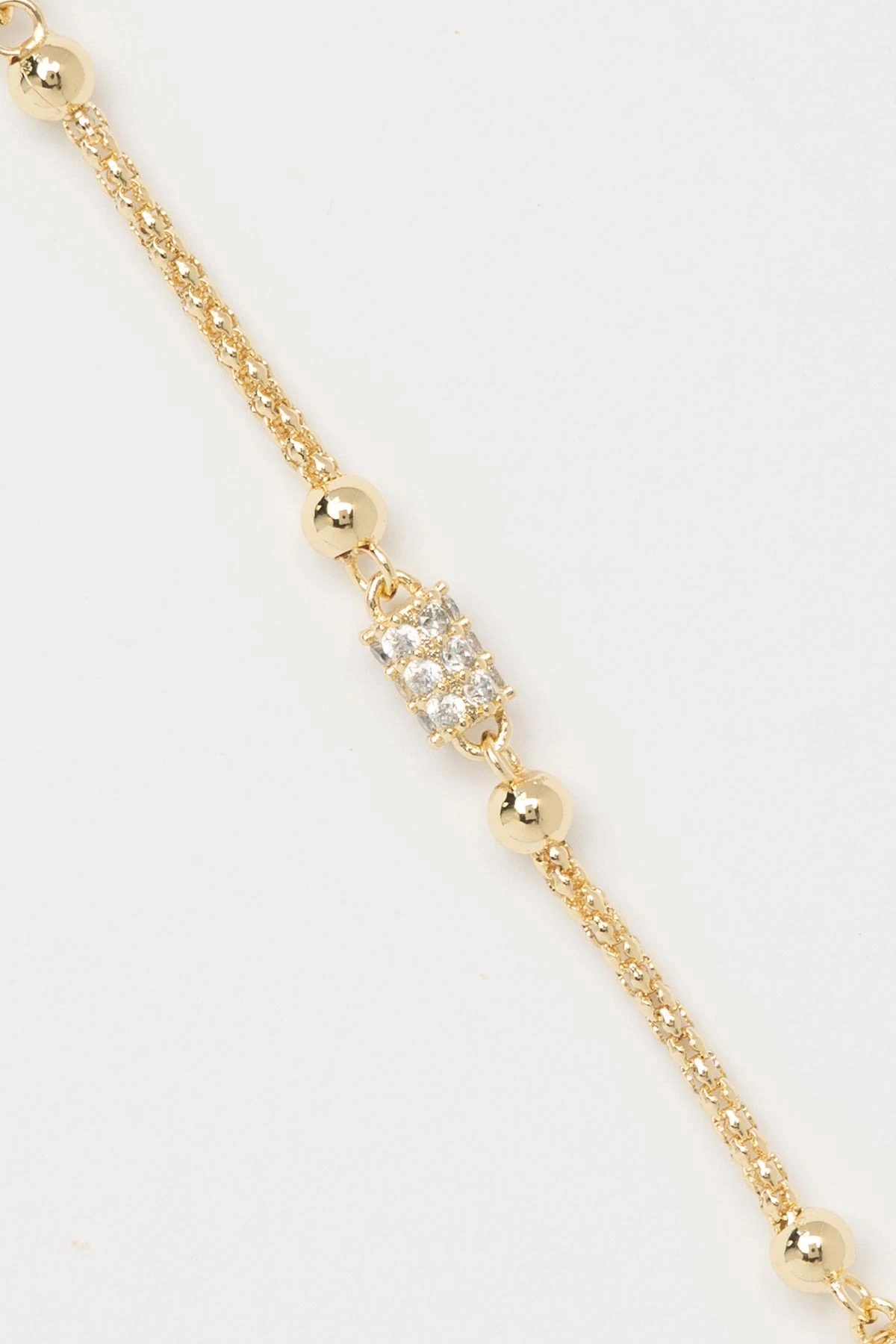 Gold 14K Zirkokn Kaplı Silindir Sıralı Topçuk Detay Luxury Bileklik ABL7586