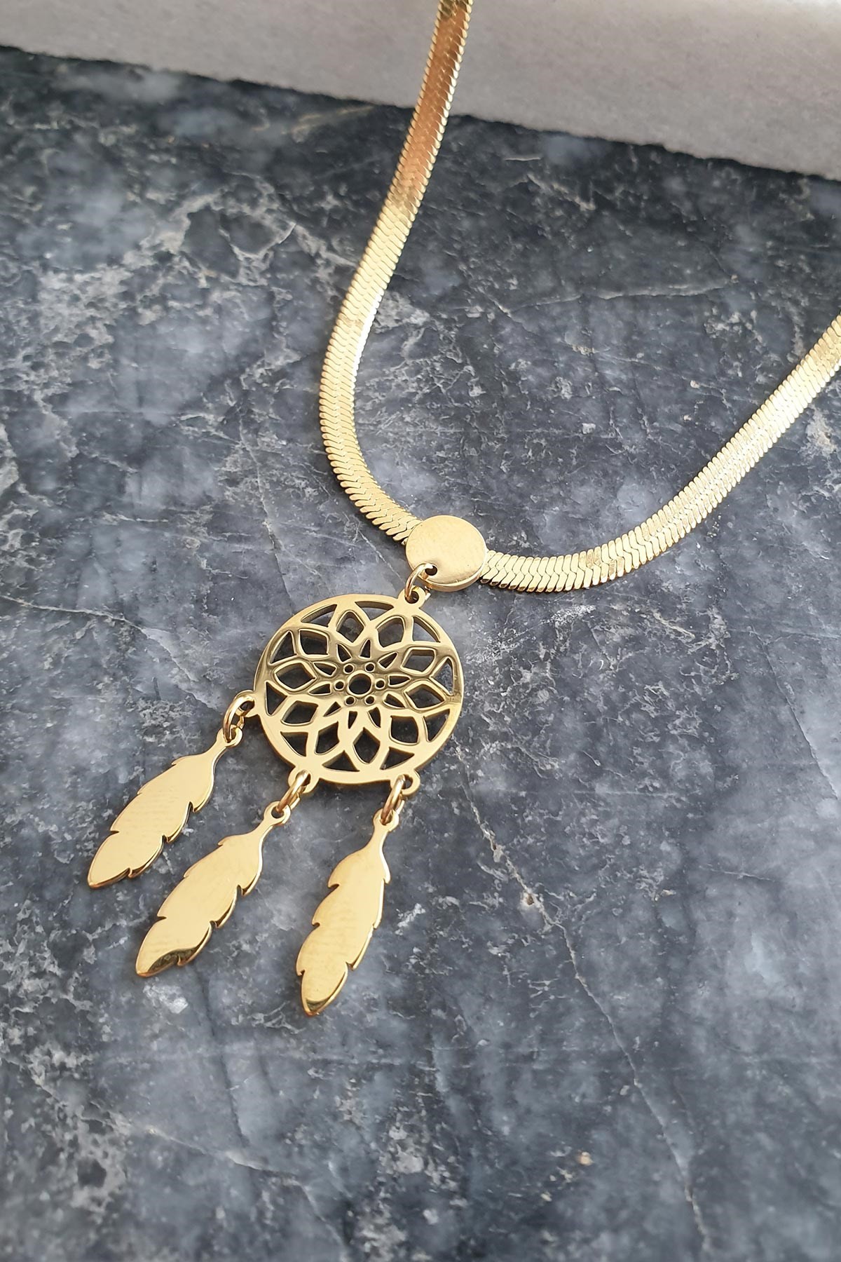 İtalian Dream Catcher Çelik Kolye 45 Cm AKL1479