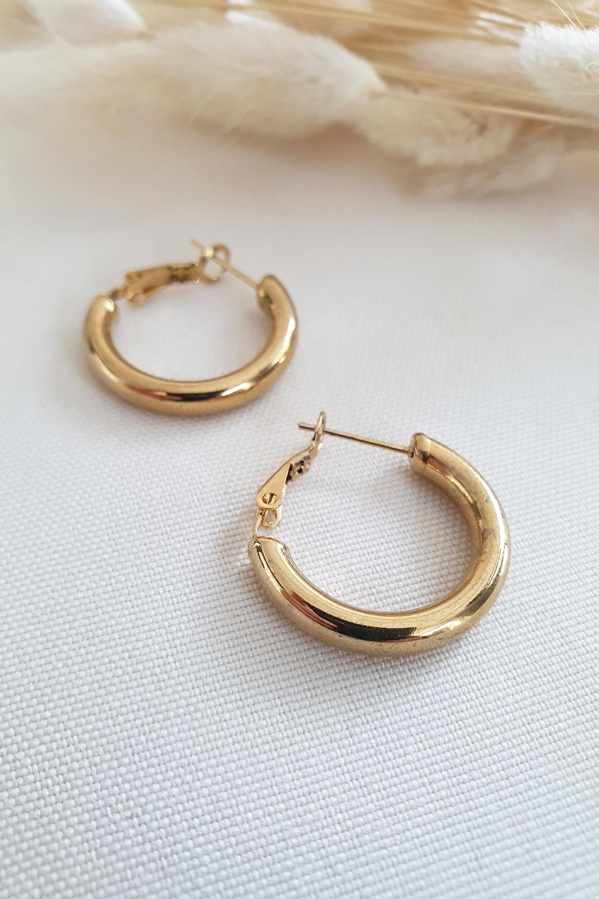 Boru Halka Gold Çelik Küpe AKE4280