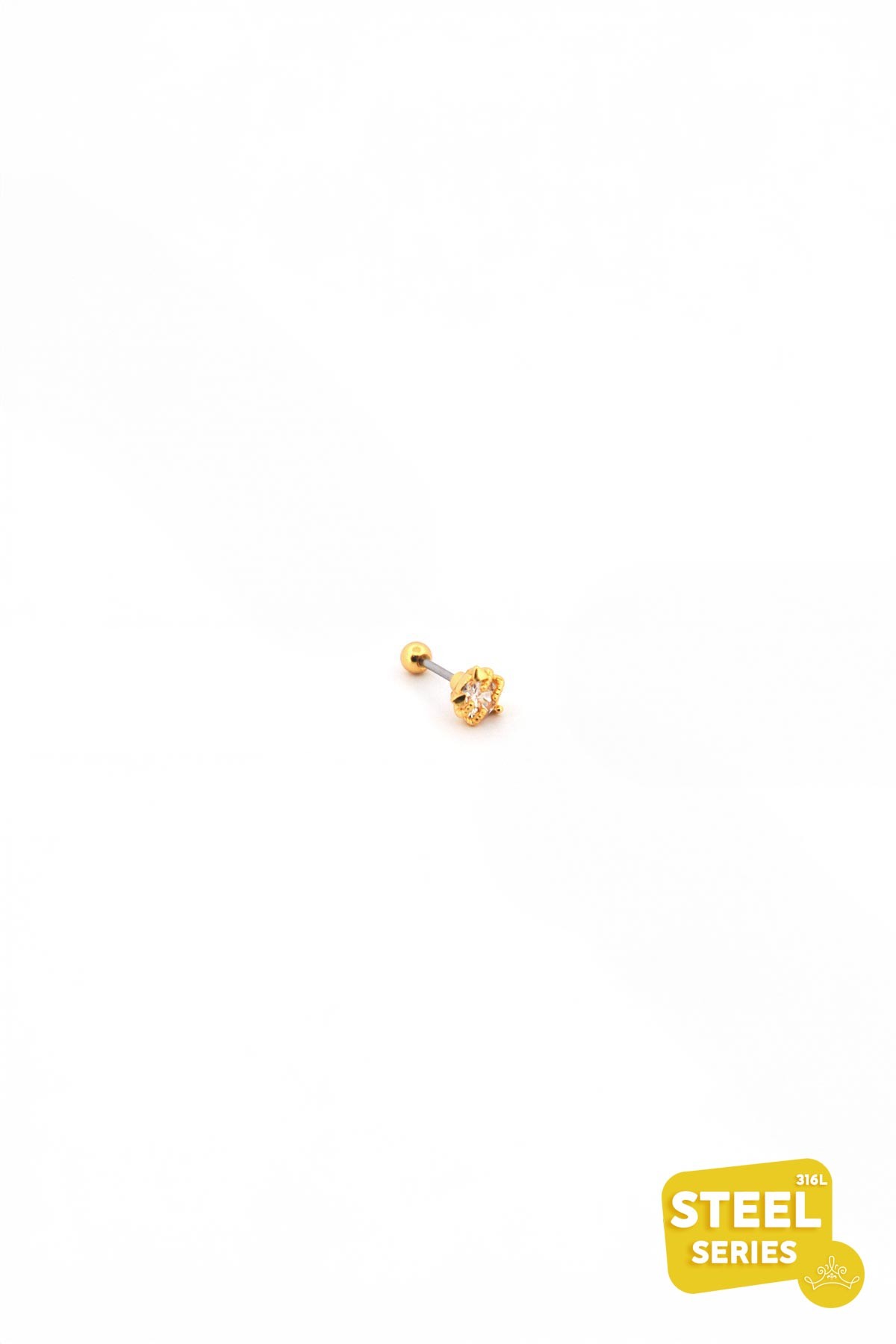 Gold Kristal Tasarım Kedi 8mm Piercing APR2137