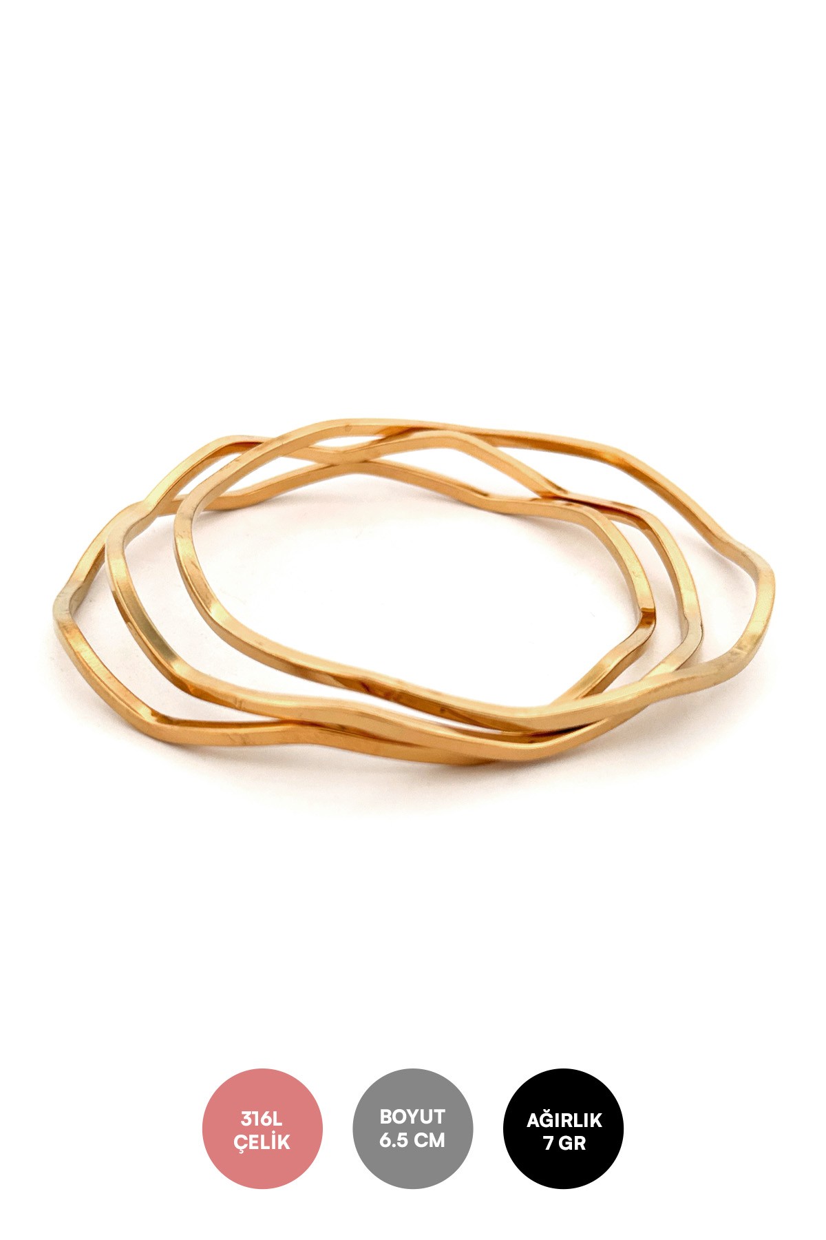 Gold Zigzag Tasarım Ajda Çelik Bileklik ABL6936