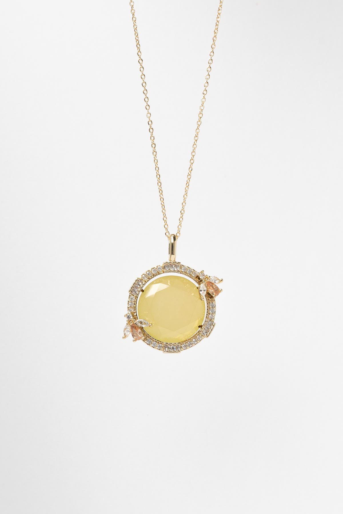 Gold Solar Bloom Yellow Luxury Kolye AKL4266