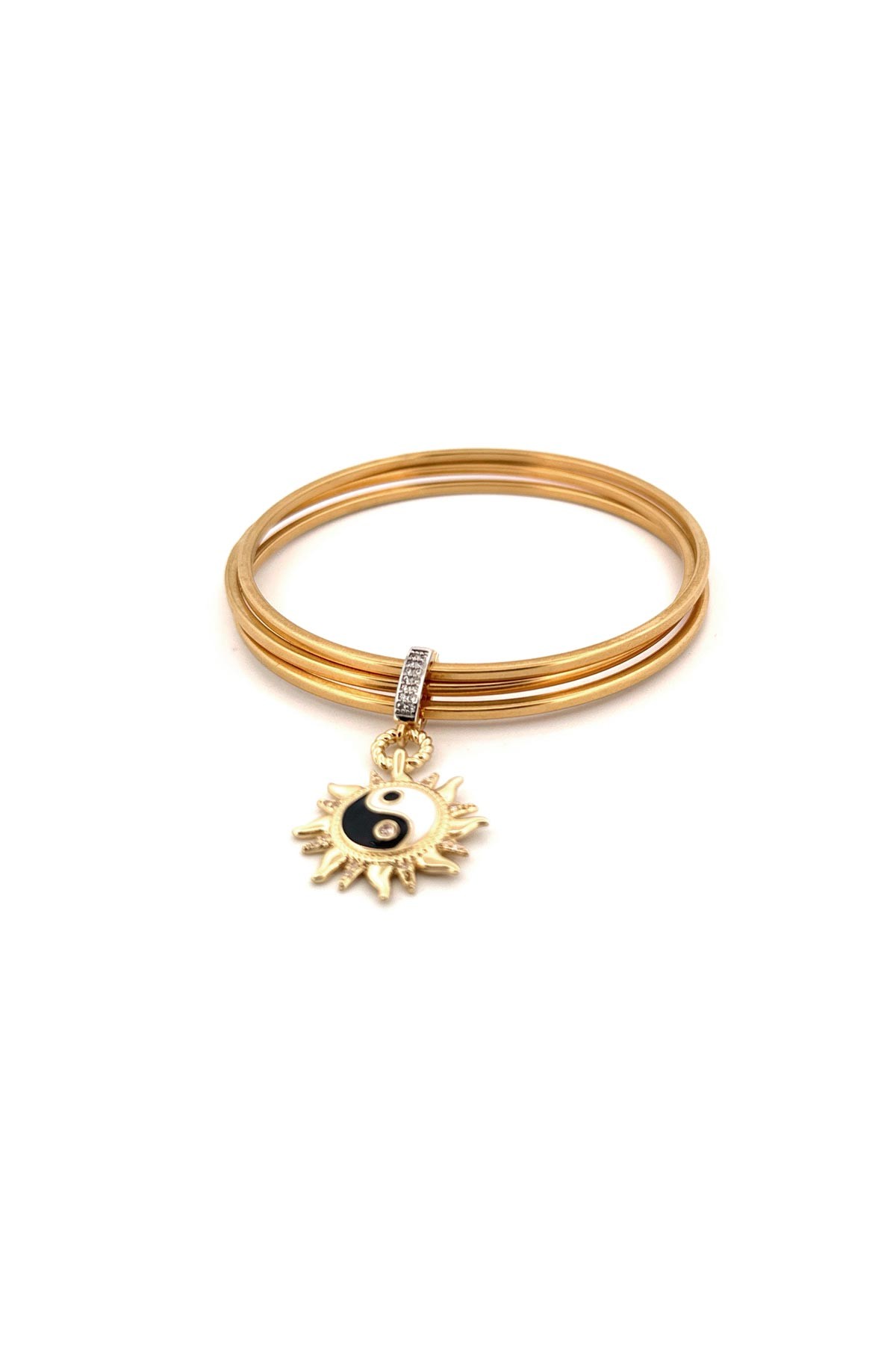 Yin Yang Detay Gold Güneş Tasarım Ajda Charm ABL6544