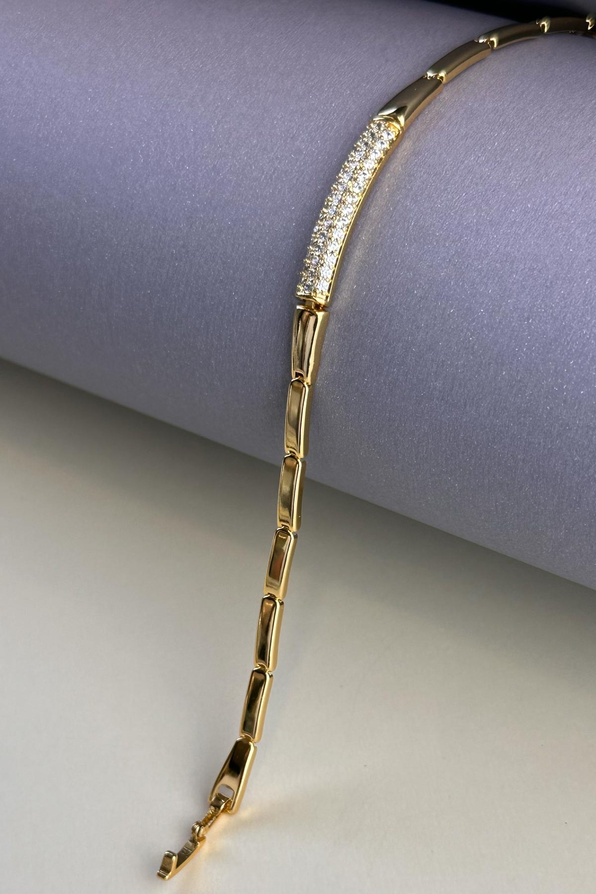 Gold Tasarım Zirkon Künye Tasarım Luxury Bileklik ABL6671