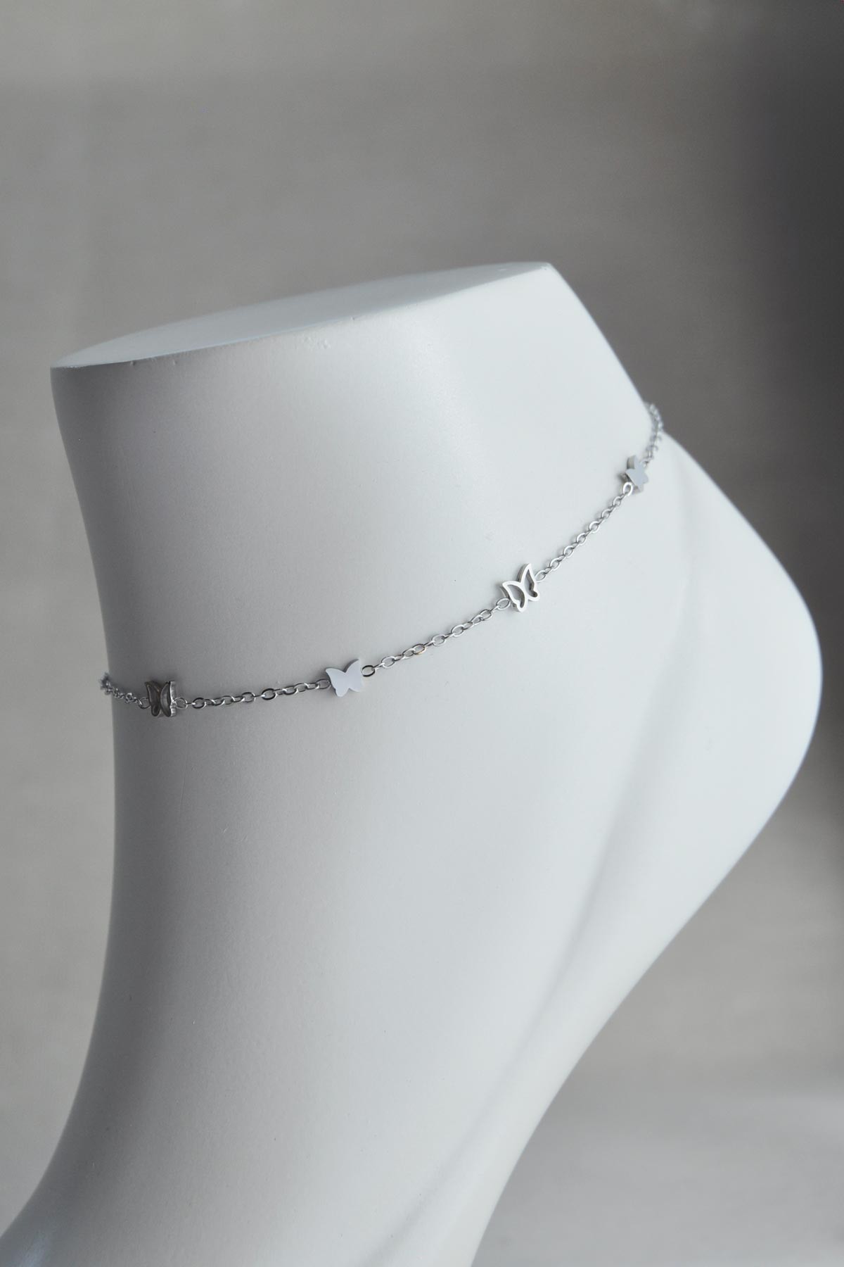 Silver Tasarım İçi Boş Ve Basic Sıra Minimal Kelebekler Çelik Halhal AHL1348