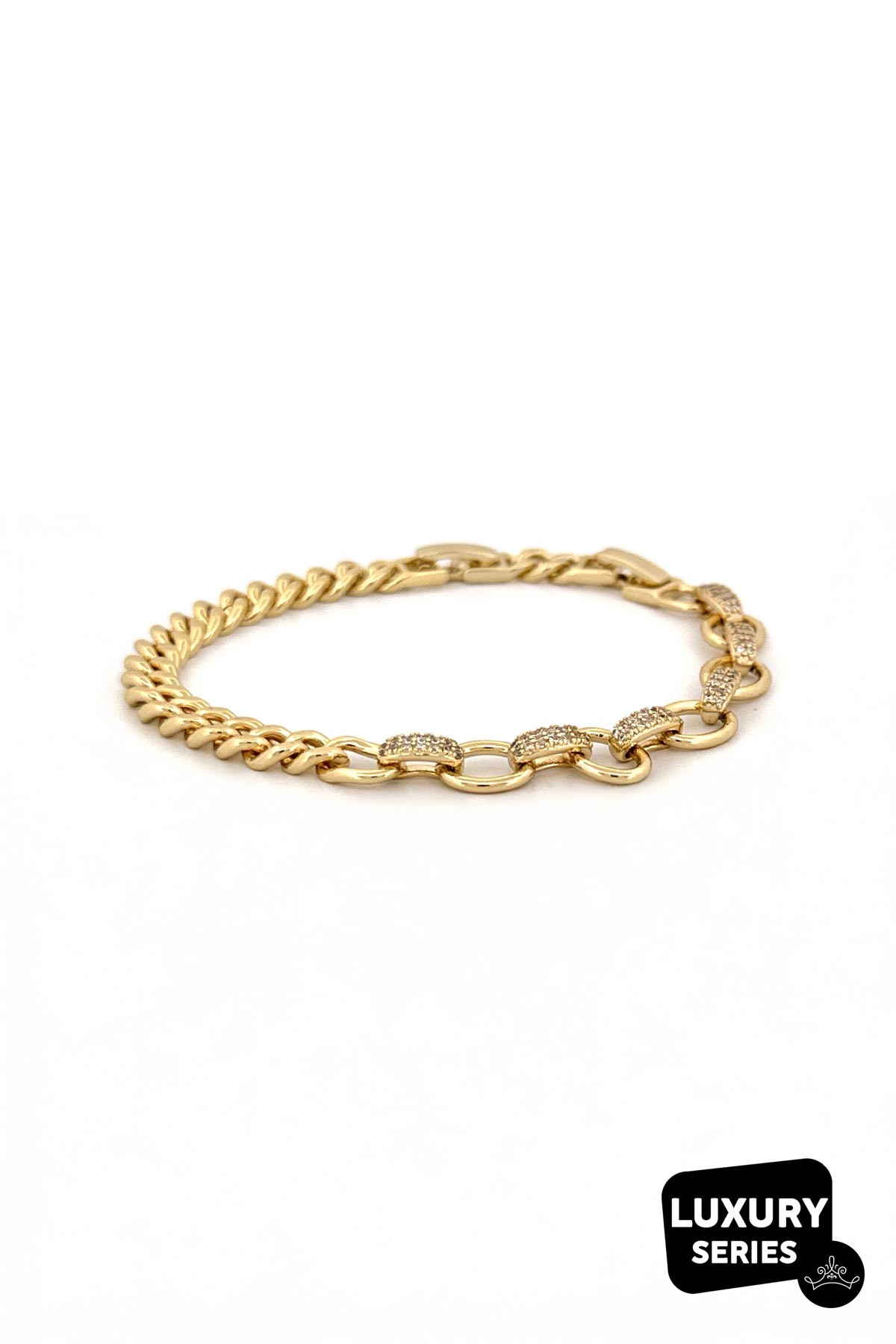 Gold Çift Tasarım Zincir Zirkon Detay Halkalar Luxury Bileklik ABL7031