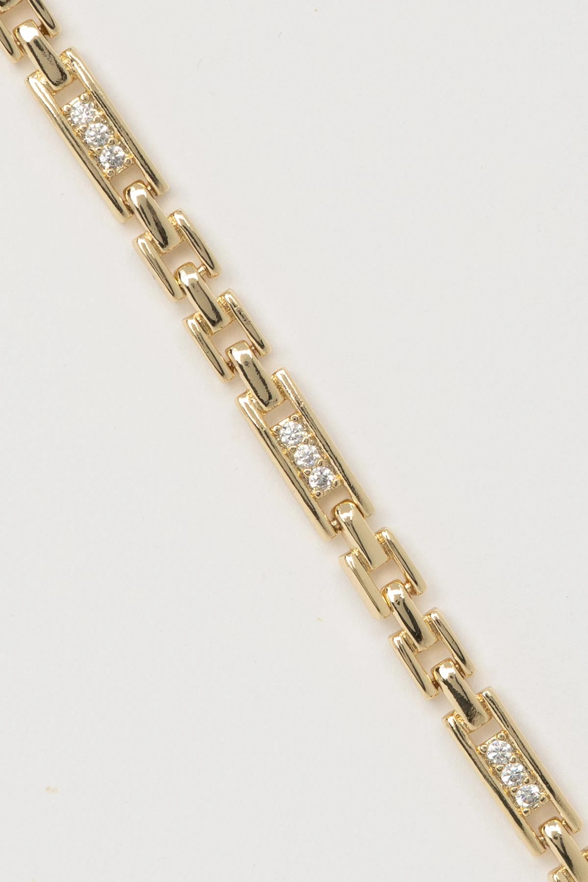 Gold 14K Zirkon Taş Detaylı Zaman Yolu Luxury Bileklik ABL7574