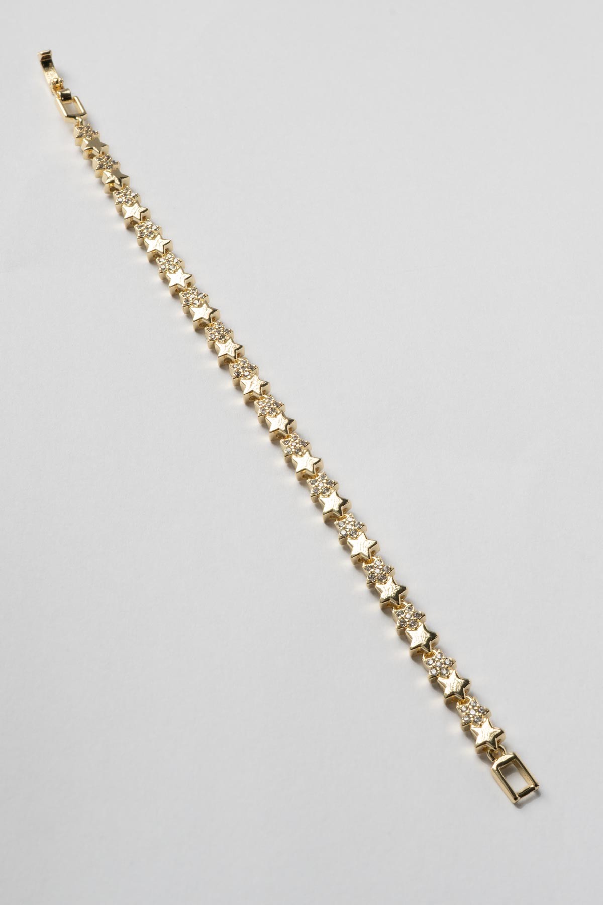 Gold 14K Zirkon Detay Ve Taşsız Birleşik Minimal Yıldızlar Sıralı Luxury Bileklik ABL7373