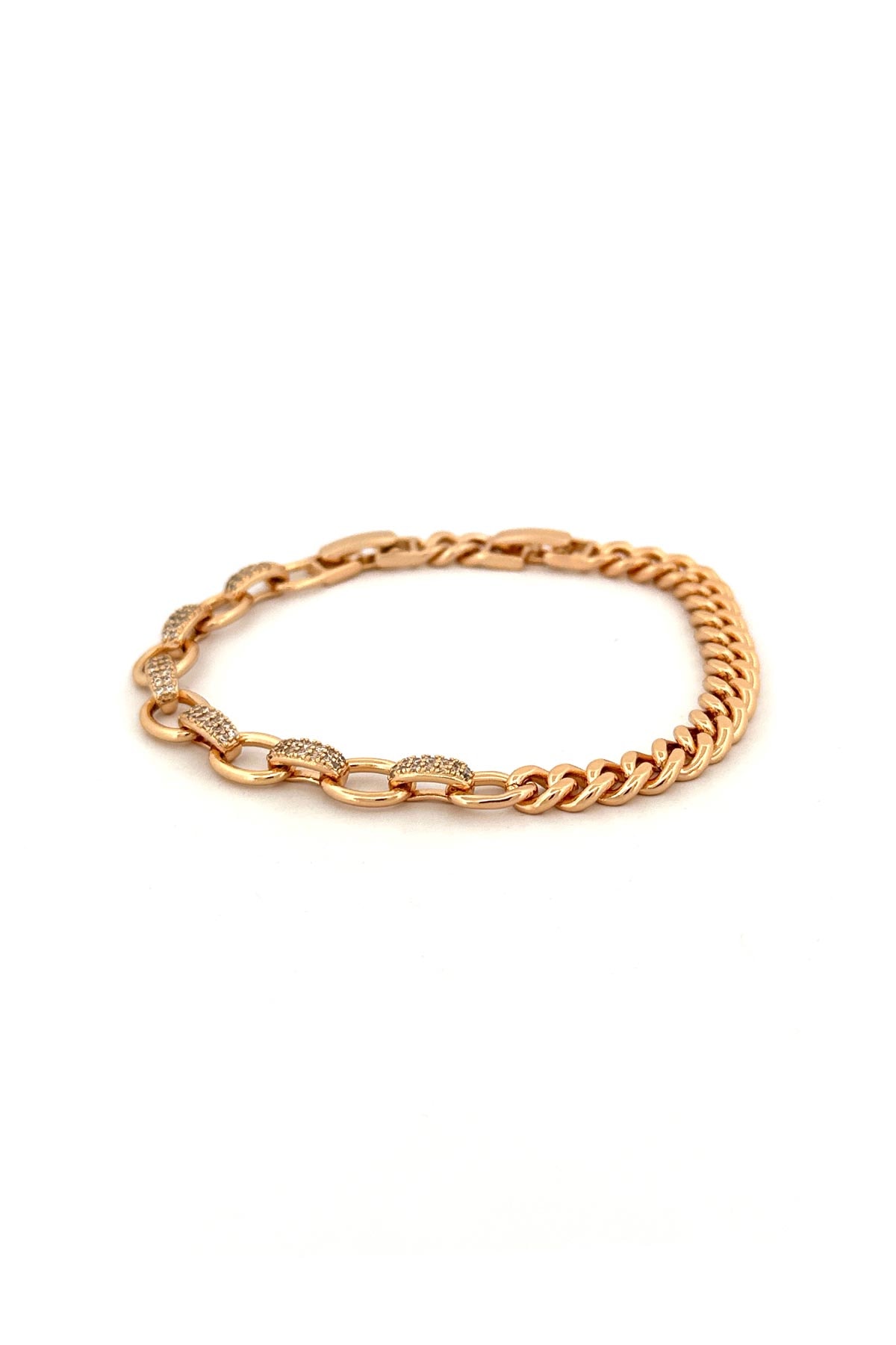 Yarı Gold Basic Zincir Yarı Zirkon Palermo Tasarım Luxury Bileklik ABL6857