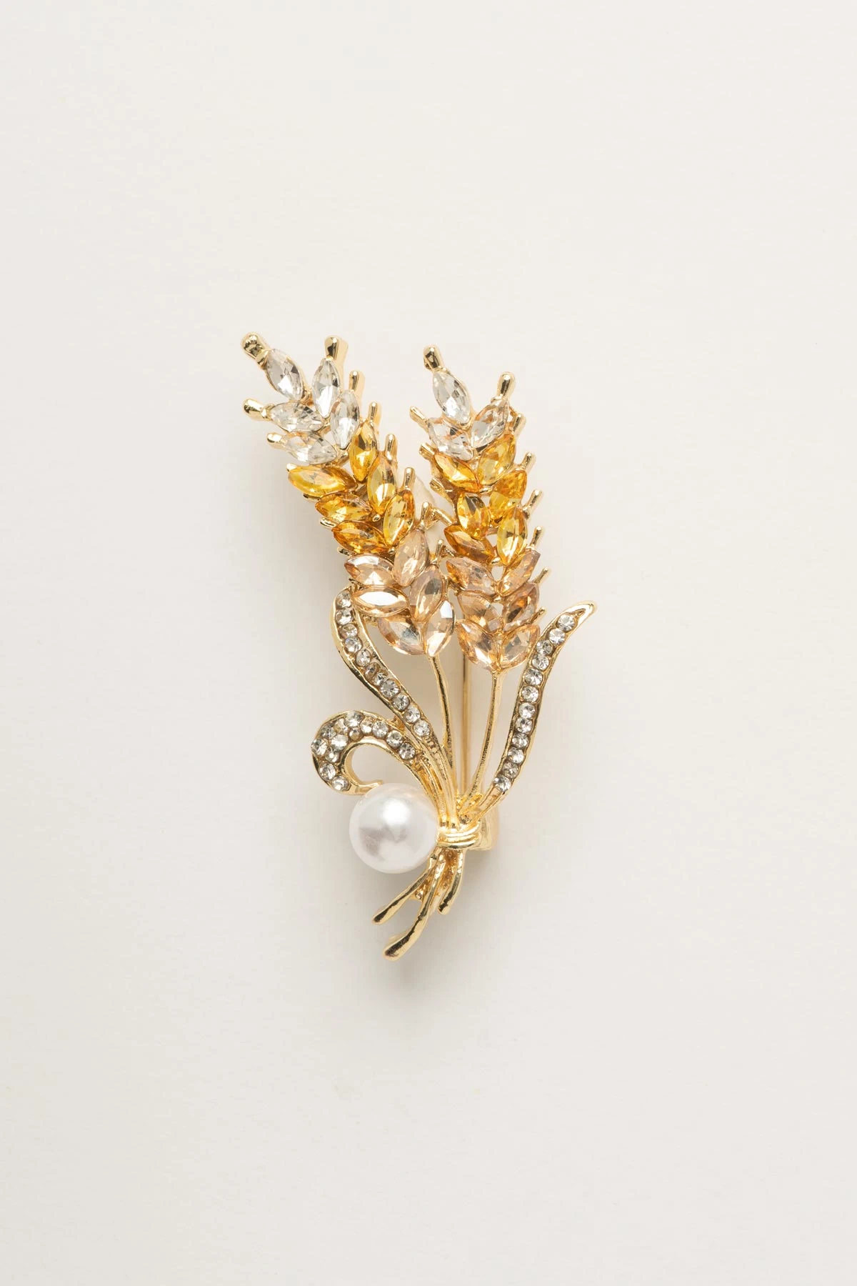 Kristal Taş Detay Başak Yaka Broşu ABR9181