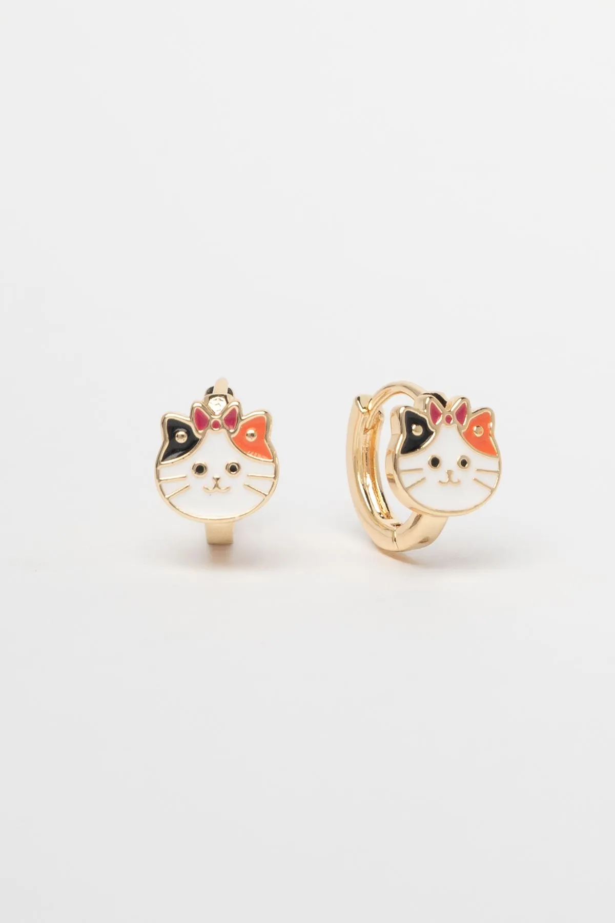 Gold Mini Sevimli Kedi Yüzü Halka Glory Küpe AKE9749