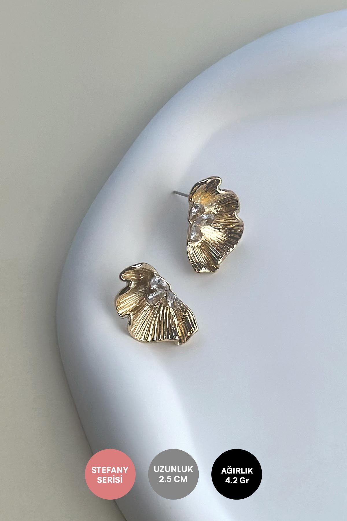 Gold Taş Detay Altın Orkide Stefany Küpe AKE9171