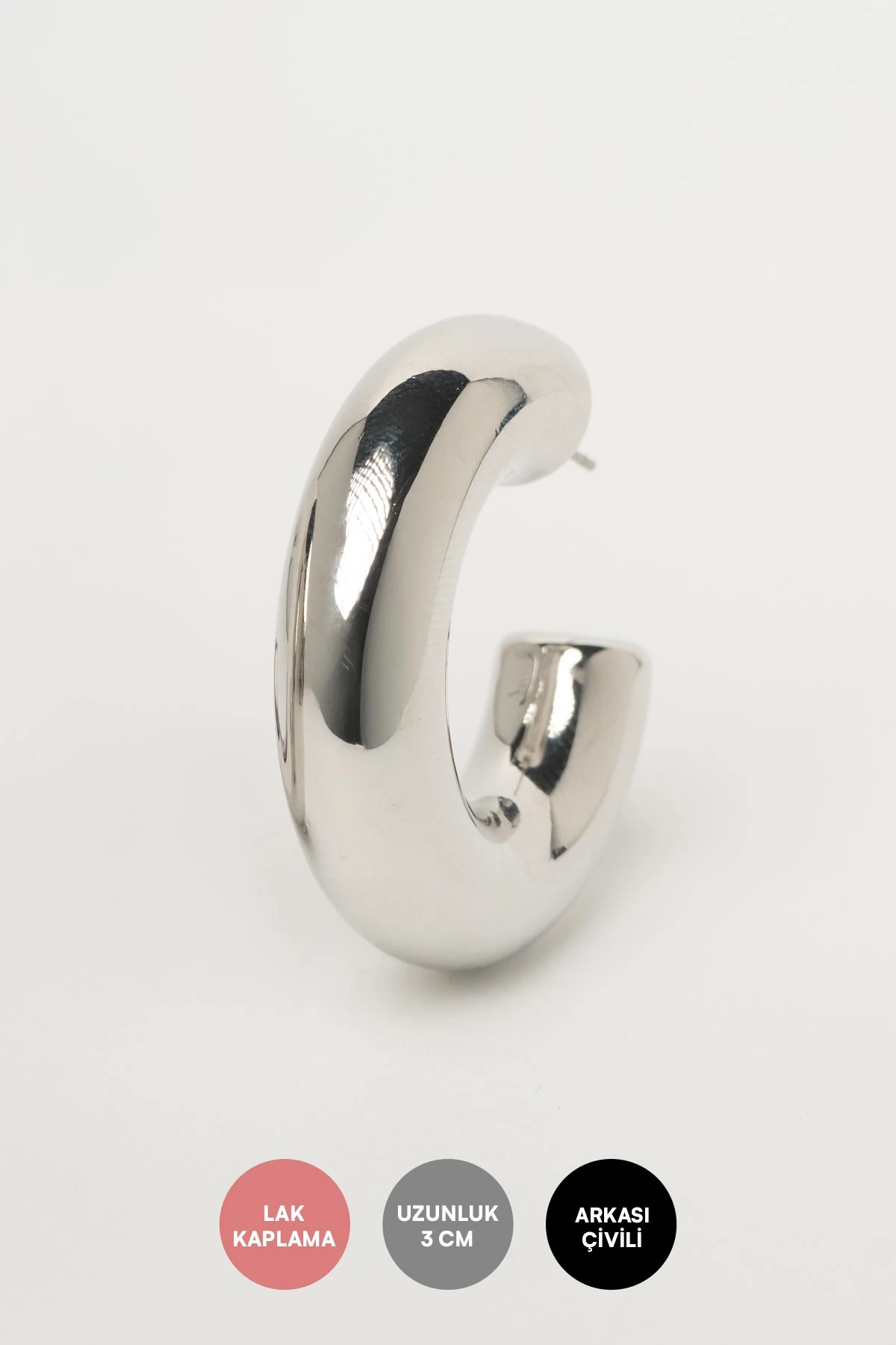 Silver Dolgulu Büyük Halka Stefany Küpe AKE9649