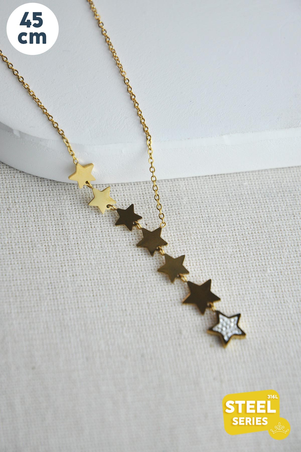 Gold All Stars Çelik Kolye 45 Cm AKL3515