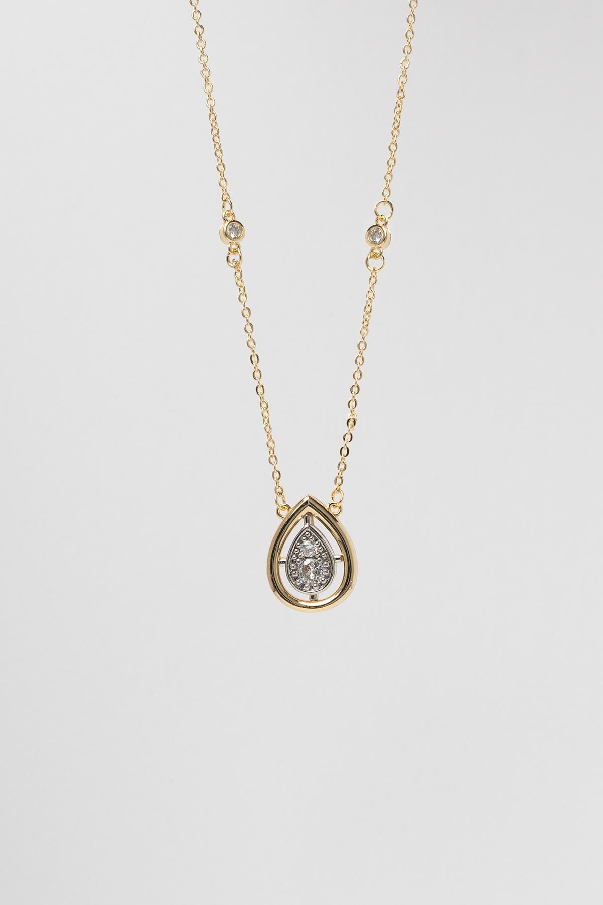 Gold Crystal Tear Luxury Kolye AKL4293