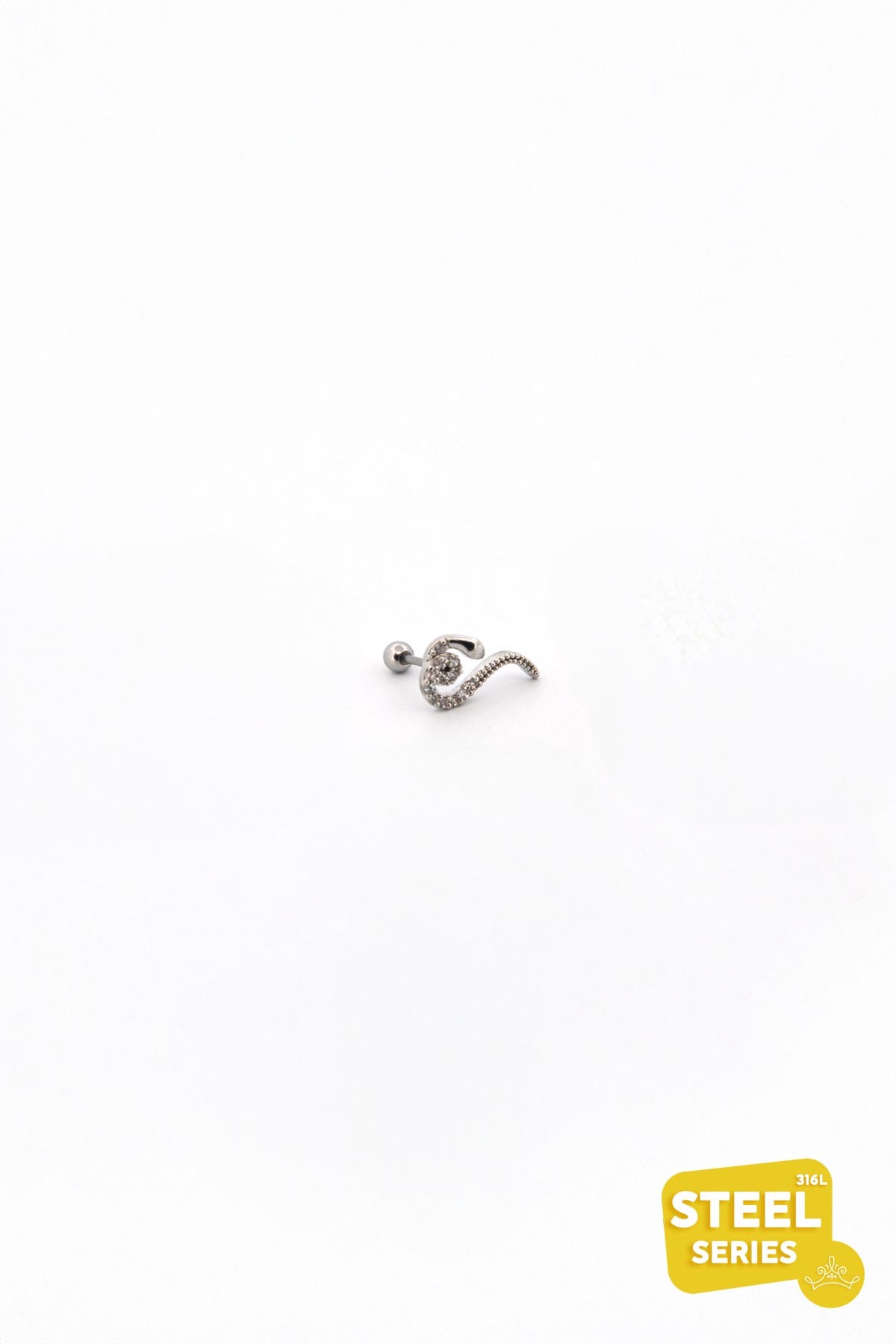 Silver Zirkon Detay Sarmal Yılan 8mm Piercing APR2197