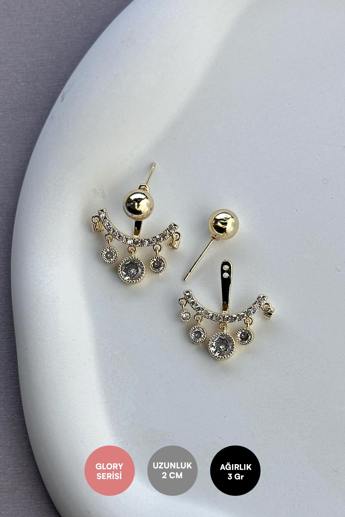 Gold Kristal Salıncak Glory Küpe AKE9199