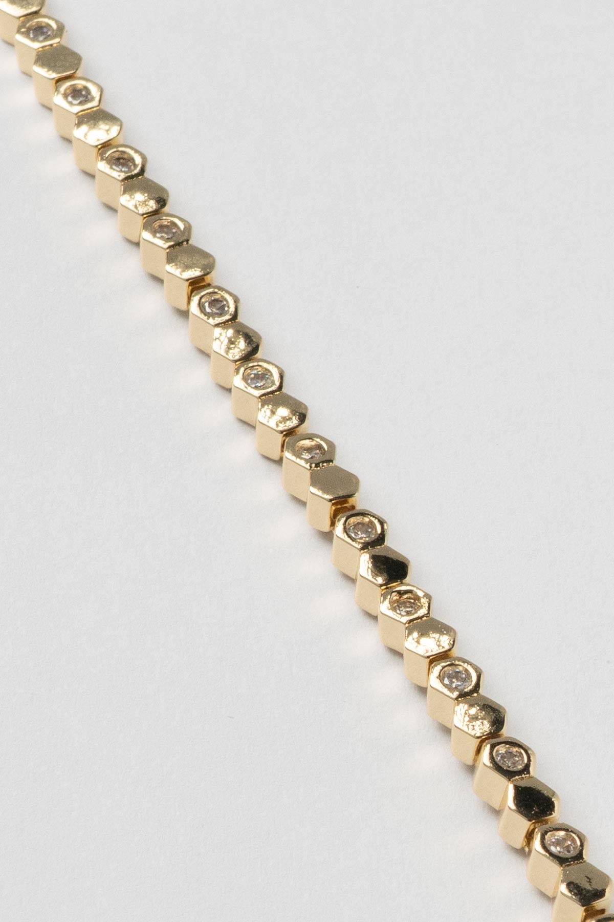 Gold 14K Tekraş Ve Boş Minimal Balpeteği Sıralı Luxury Bileklik ABL7408