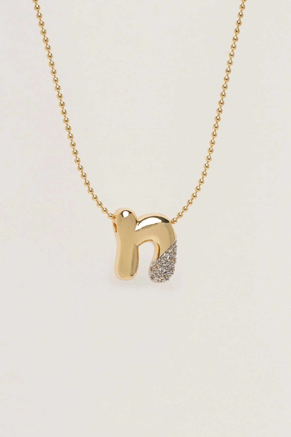 Gold Minimal Topçuk Zincir Zirkon Detay N Harf 45cm Luxury Kolye AKL4442