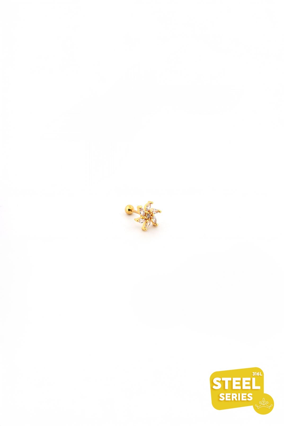 Gold Baget Flower 8mm Piercing APR2212