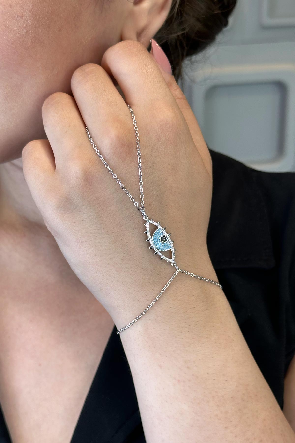 Silver Zirkon Detay Nazarlıklı Göz Tasarım Şahmeran ASH1096