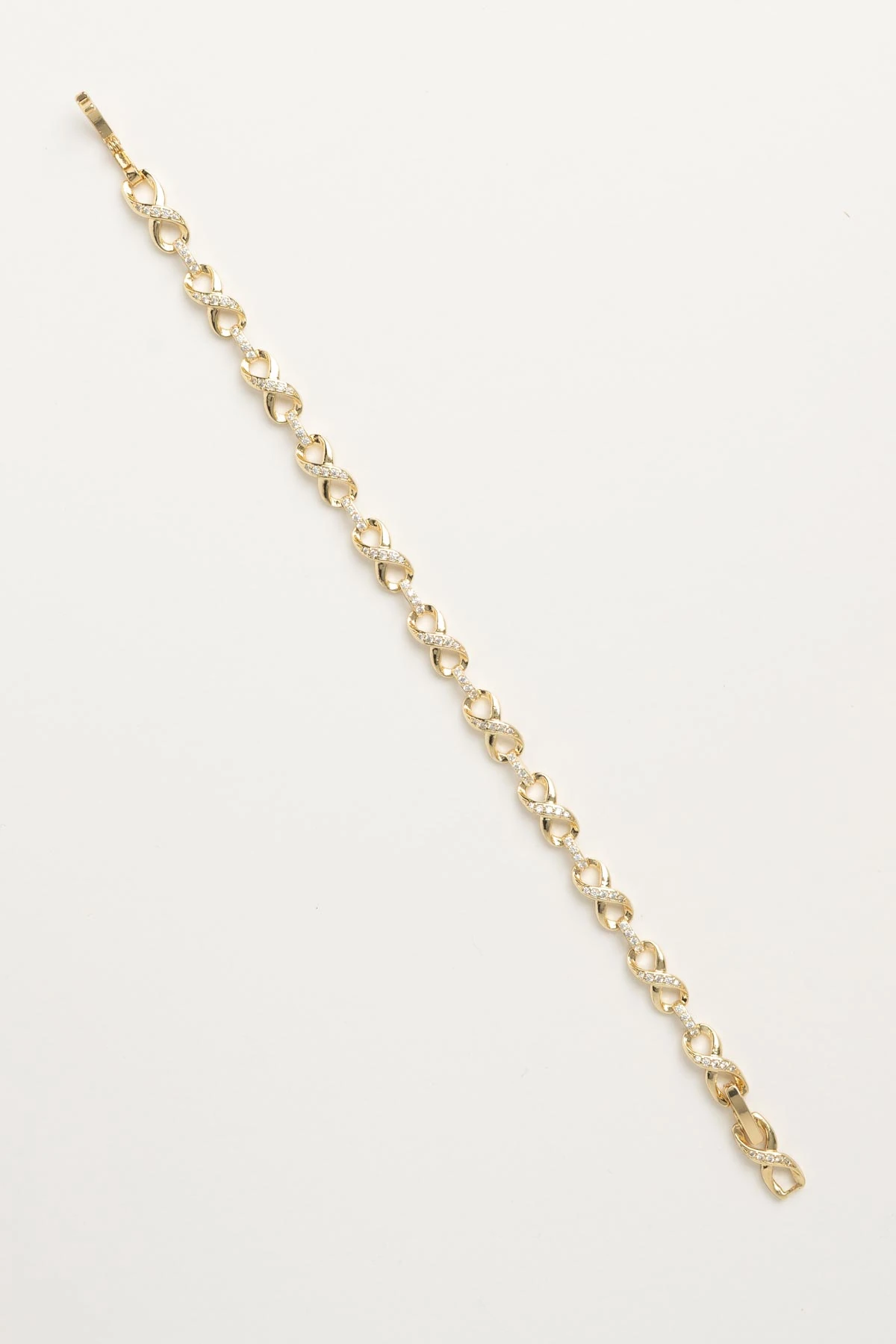 Gold 14K Zirkon Detay Sonsuzluk Sembolü Sıralı Luxury Bileklik ABL7633