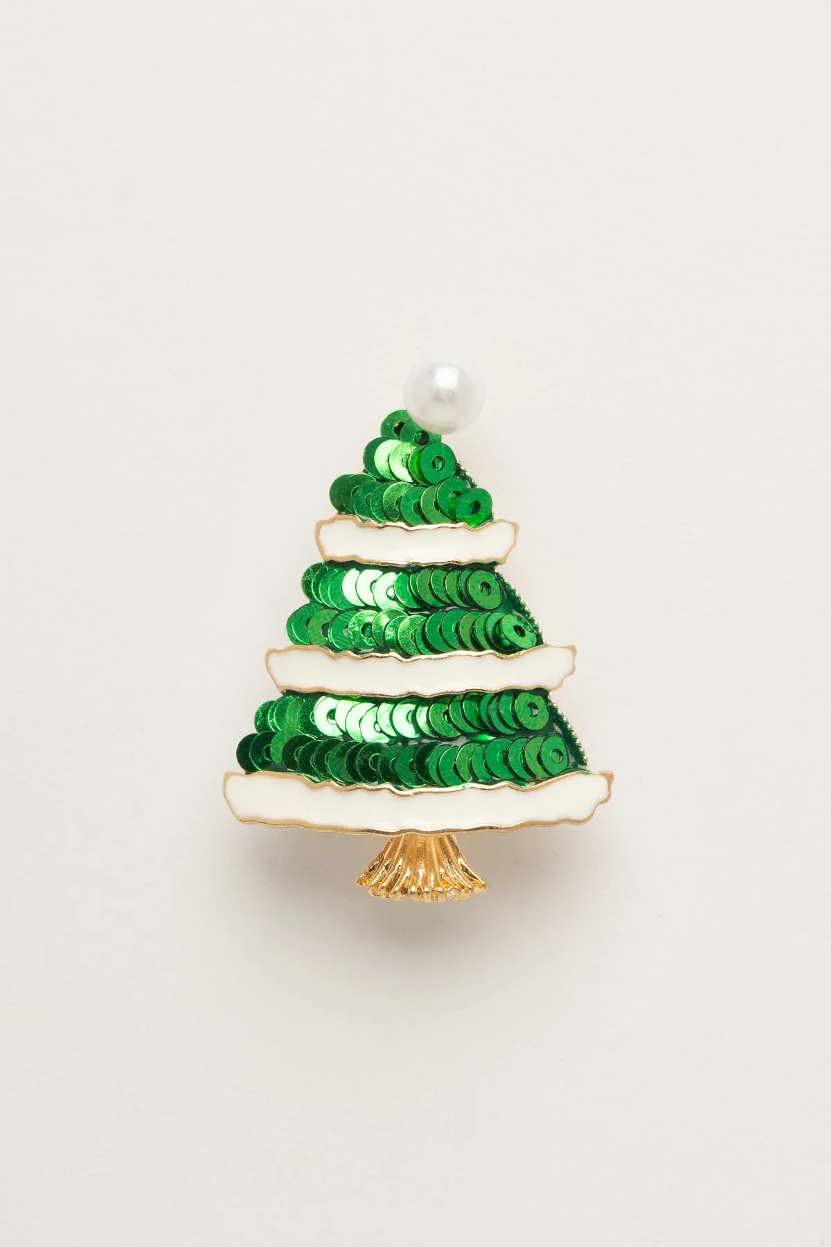 Yeşil Beyaz Yılbaşı Ağacı Yaka Broşu ABR9155