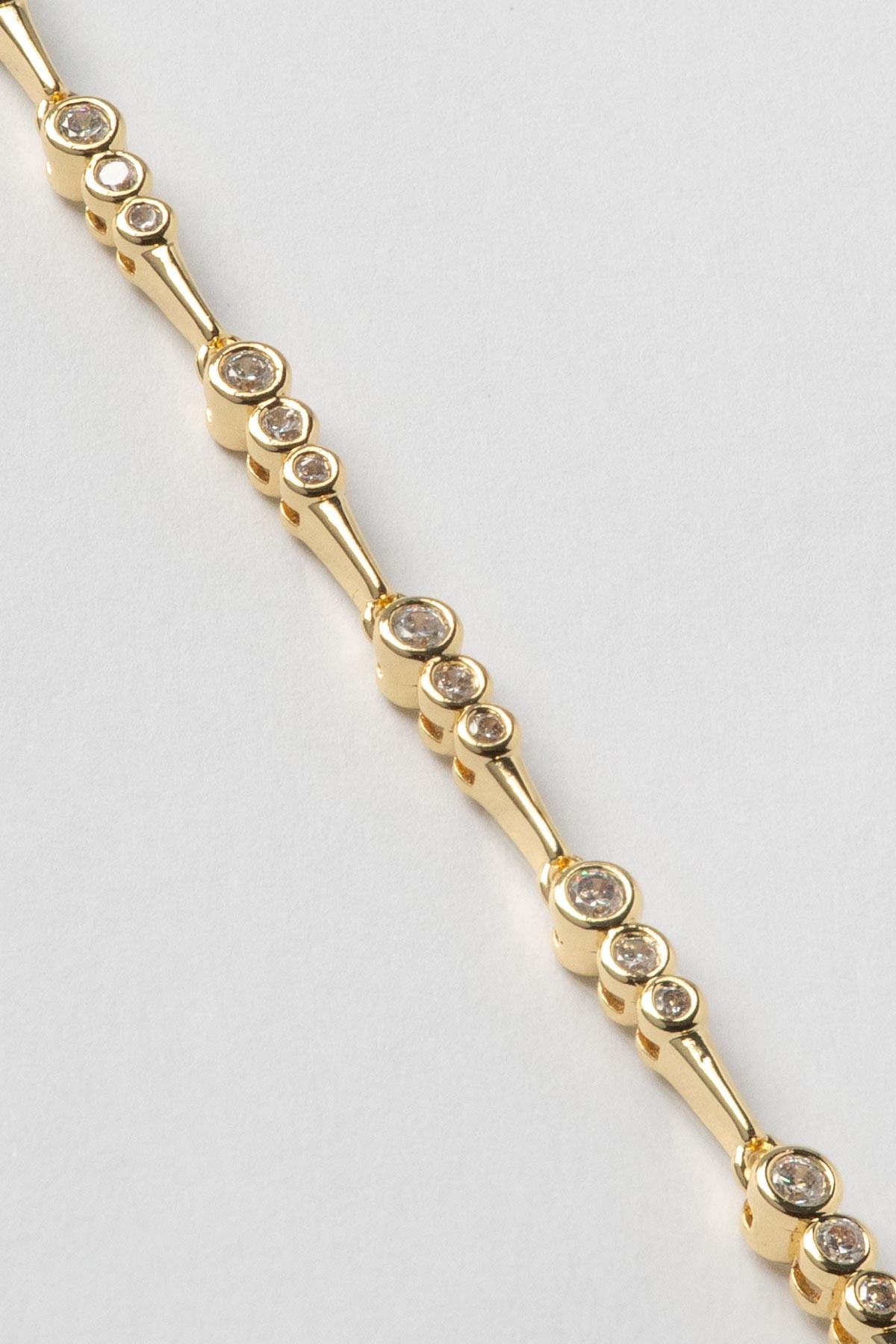 Gold 14K Üçlü Minimal Yuvarlak Tektaş Sıralı İnce Luxury Bileklik ABL7387