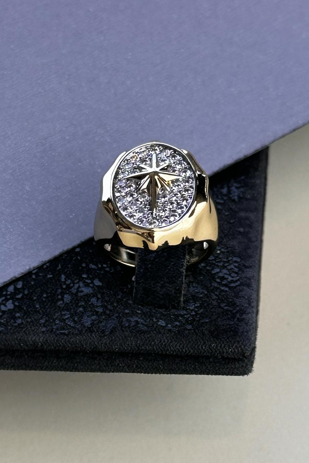 Gold Tasarım Zirkon Üzeri Kuzey Yıldızı Tasarım Glory Yüzük AYZ8392