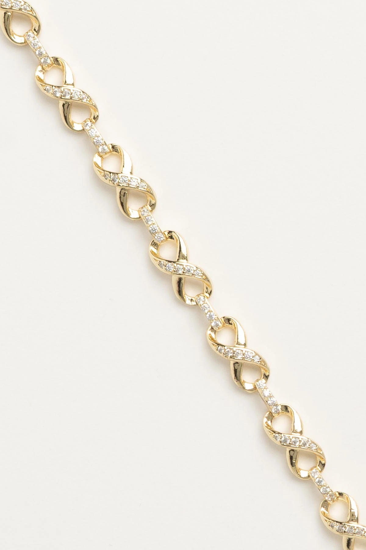 Gold 14K Zirkon Detay Sonsuzluk Sembolü Sıralı Luxury Bileklik ABL7633