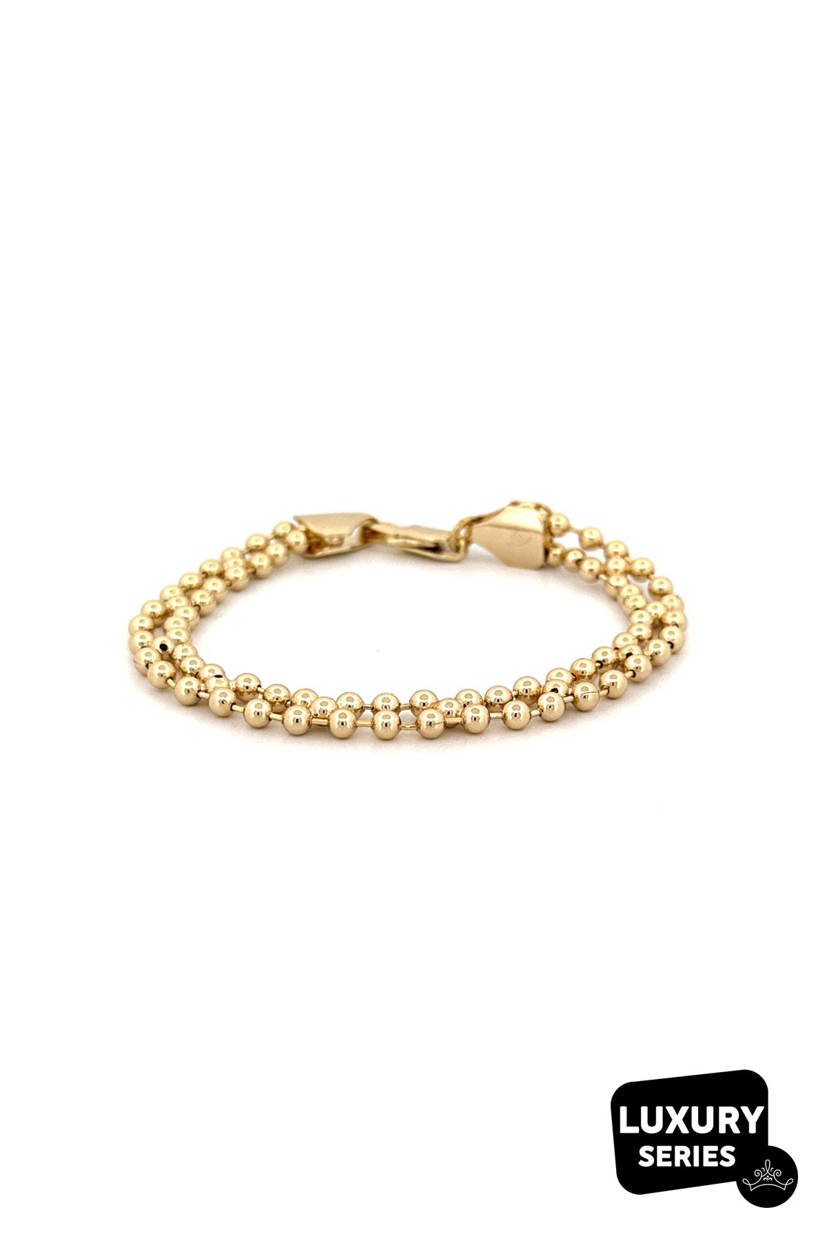 Gold Minimal Çift Sıra Topçuk Tasarım Luxury Bileklik ABL7021