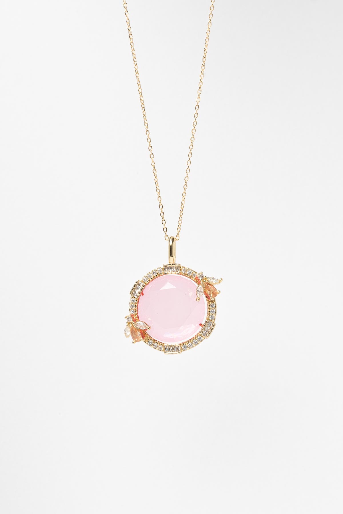 Gold Solar Bloom Pink Luxury Kolye AKL4267