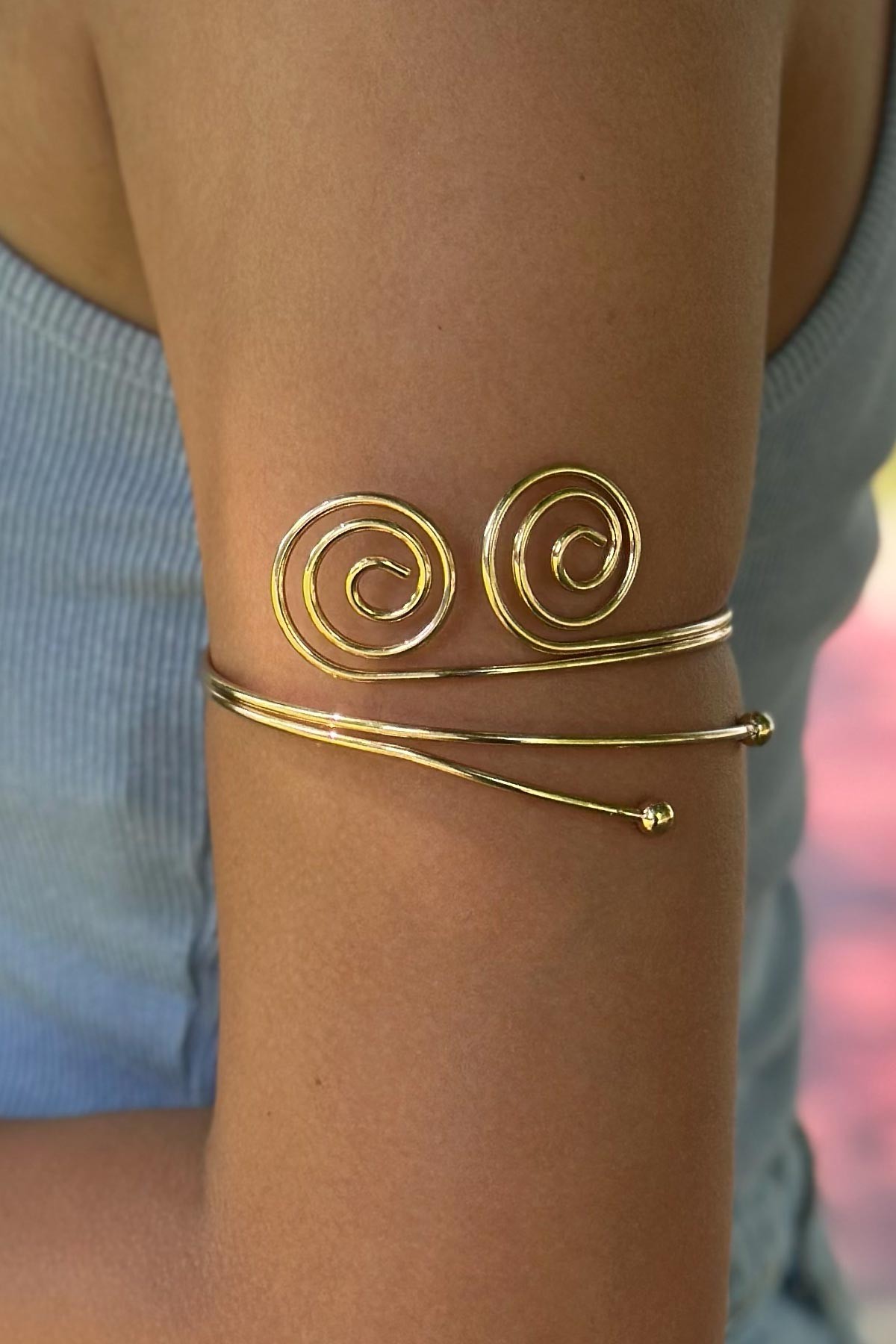 Gold İkiz Spiral Tasarim Pazu Bileklik ABL7345