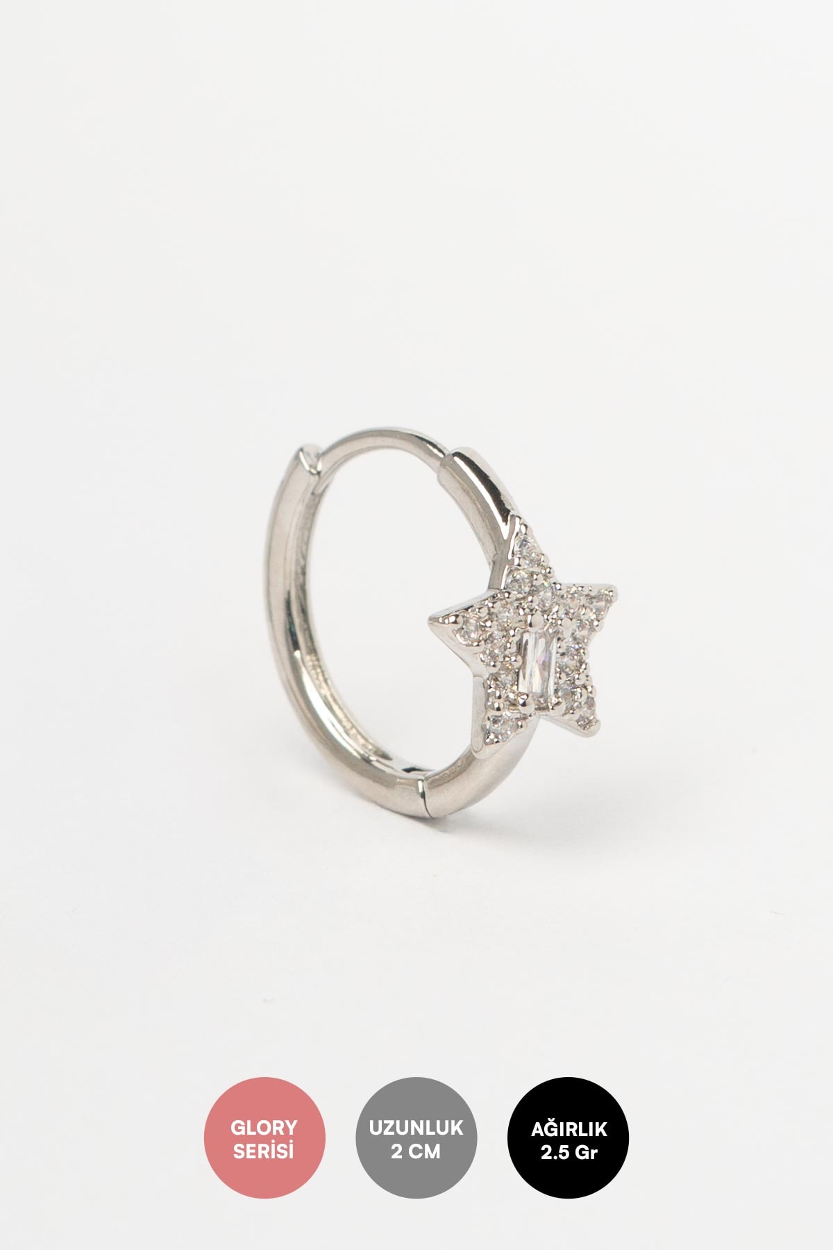 Silver Zirkon Taşlı Minimal Yıldız Tasarım Halka Glory Küpe AKE9309