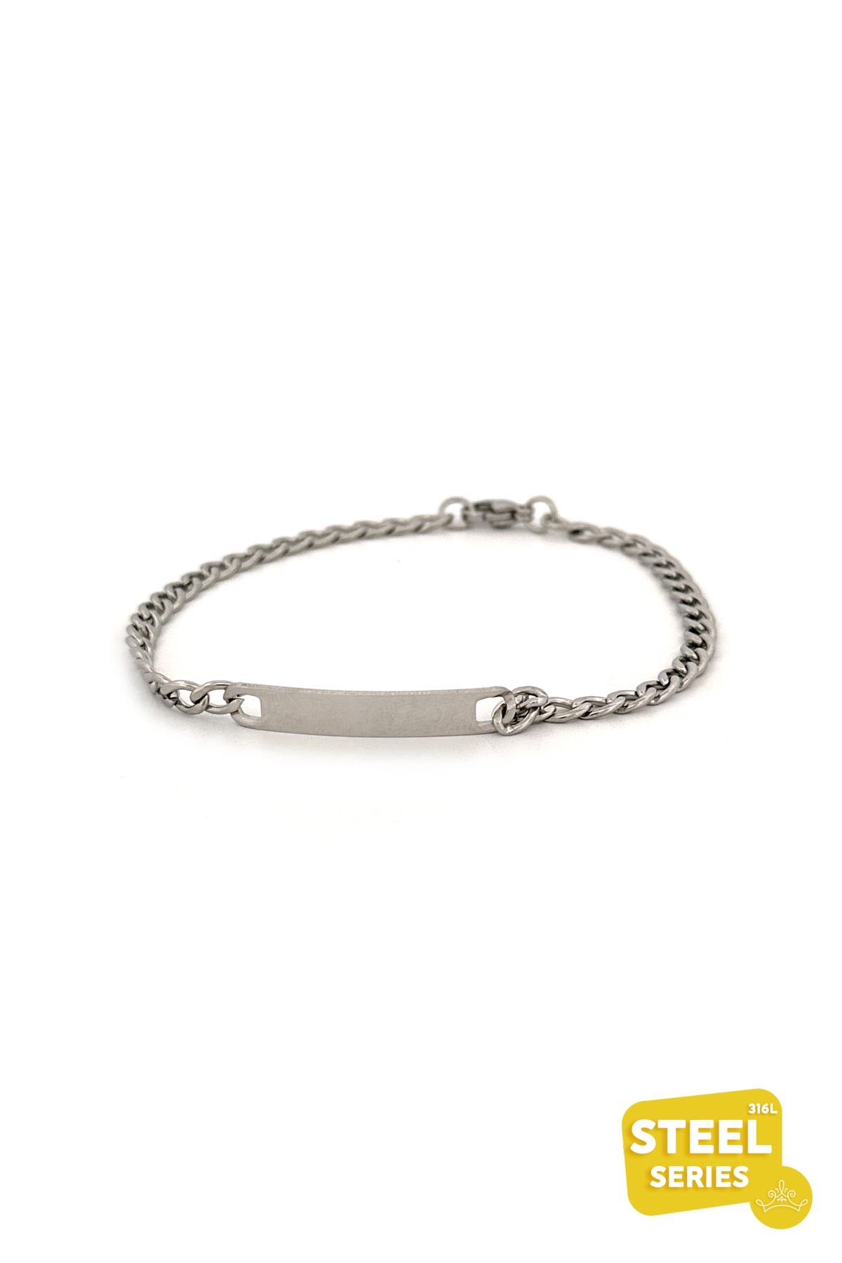 Axesua Men Silver Casual Künye Detay Minimal Halka Zincir Erkek Çelik Bileklik AMB1289