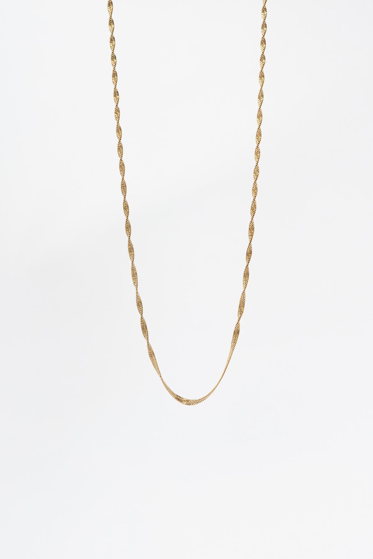 Gold Parlak Slim Burgu Zincir 60cm Çelik Kolye AKL4203