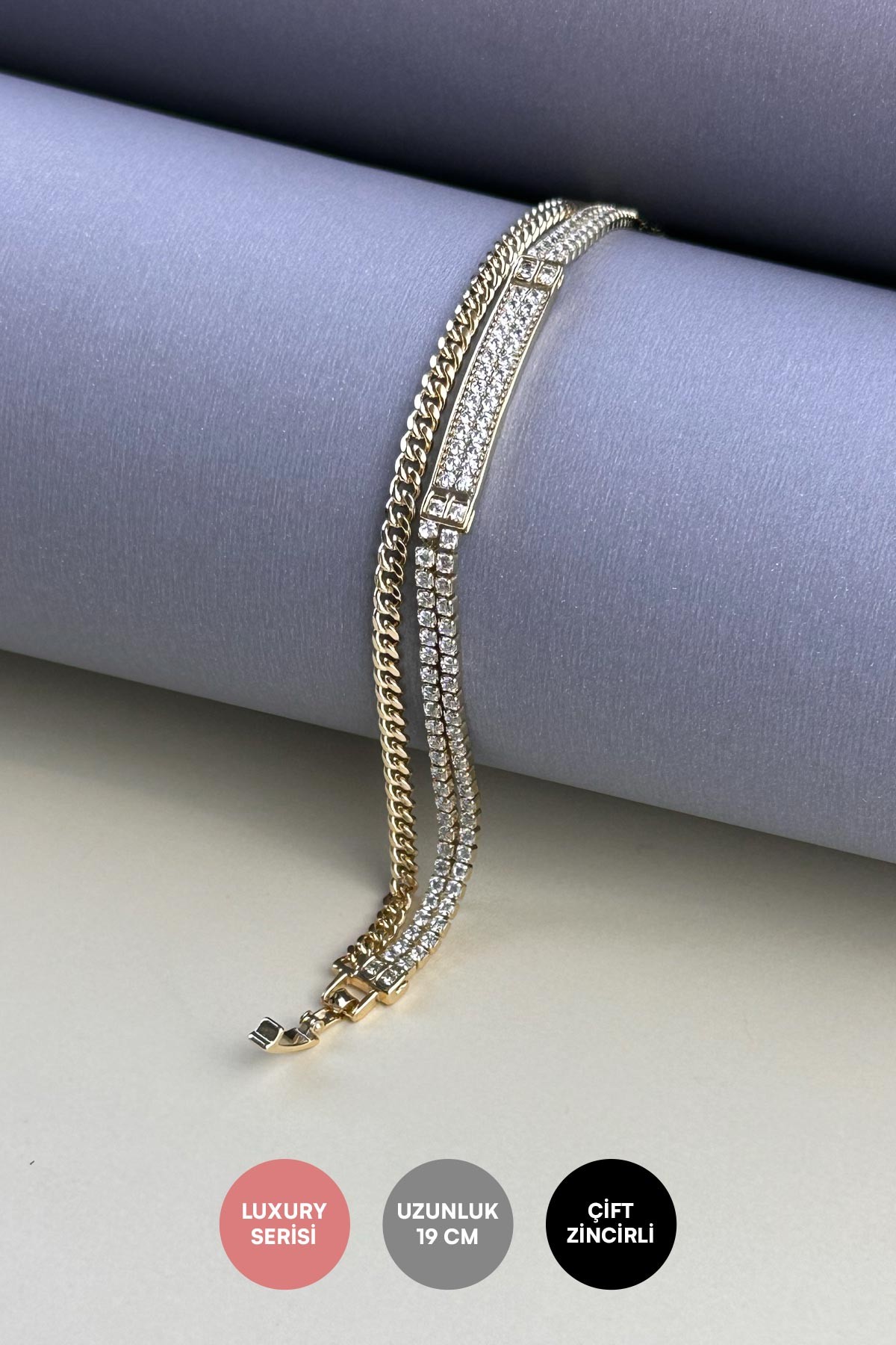 Silver Zirkon Detay Minimal Küpler Luxury Bileklik ABL7250