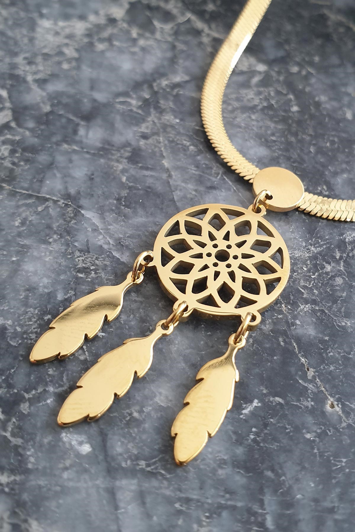 İtalian Dream Catcher Çelik Kolye 45 Cm AKL1479