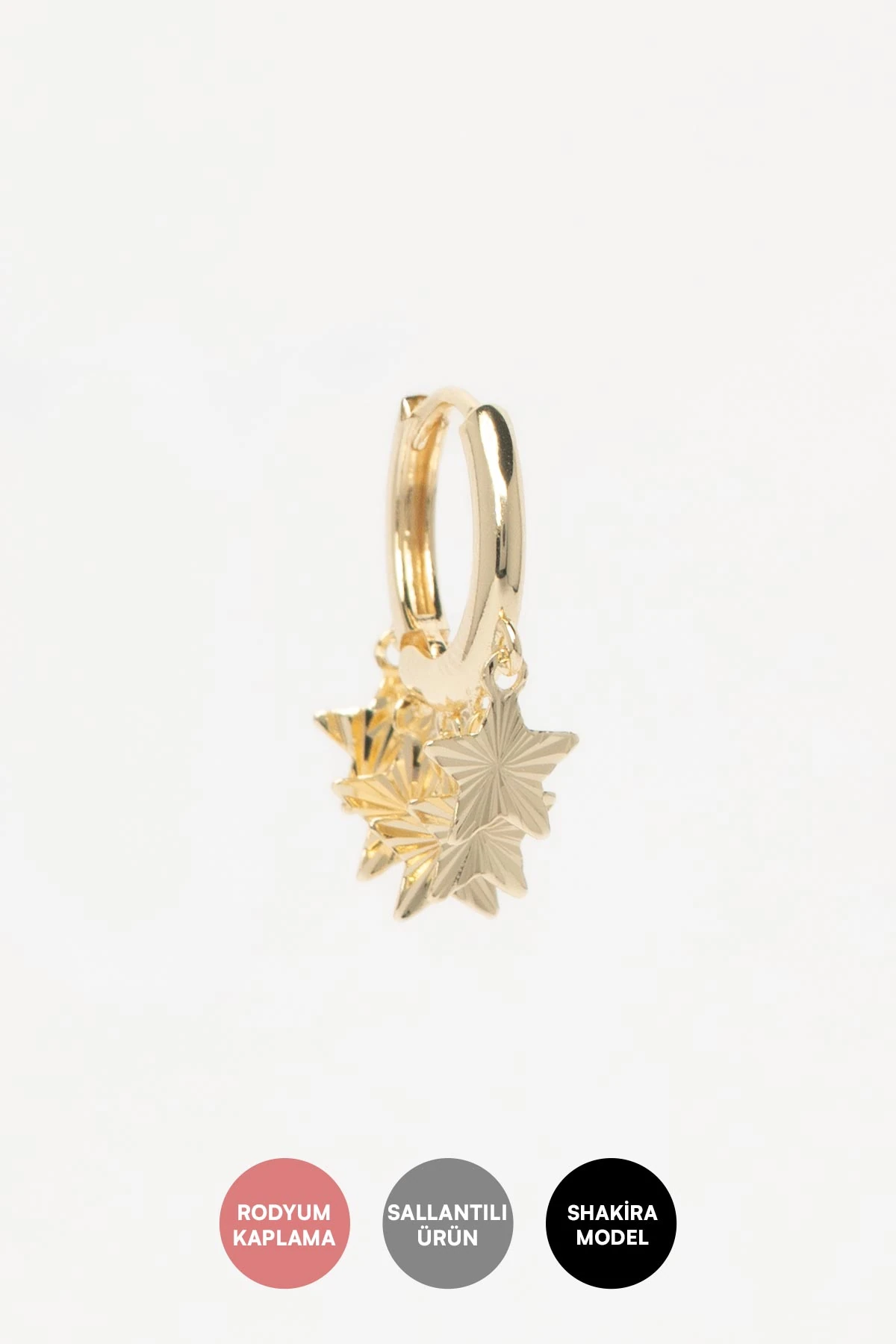 Gold 14K Lazer Kesim Mini Yıldızlar Sallantılı Glory Küpe AKE9424