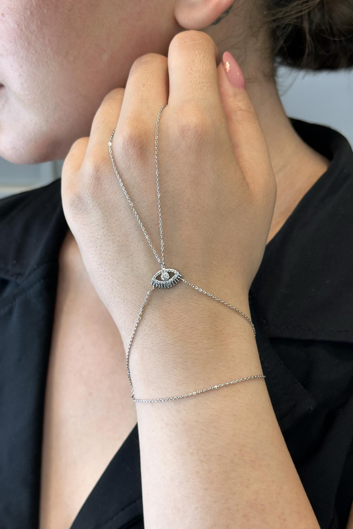 Silver Zirkon Minimal Kirpikli Göz Tasarım Şahmeran ASH1102