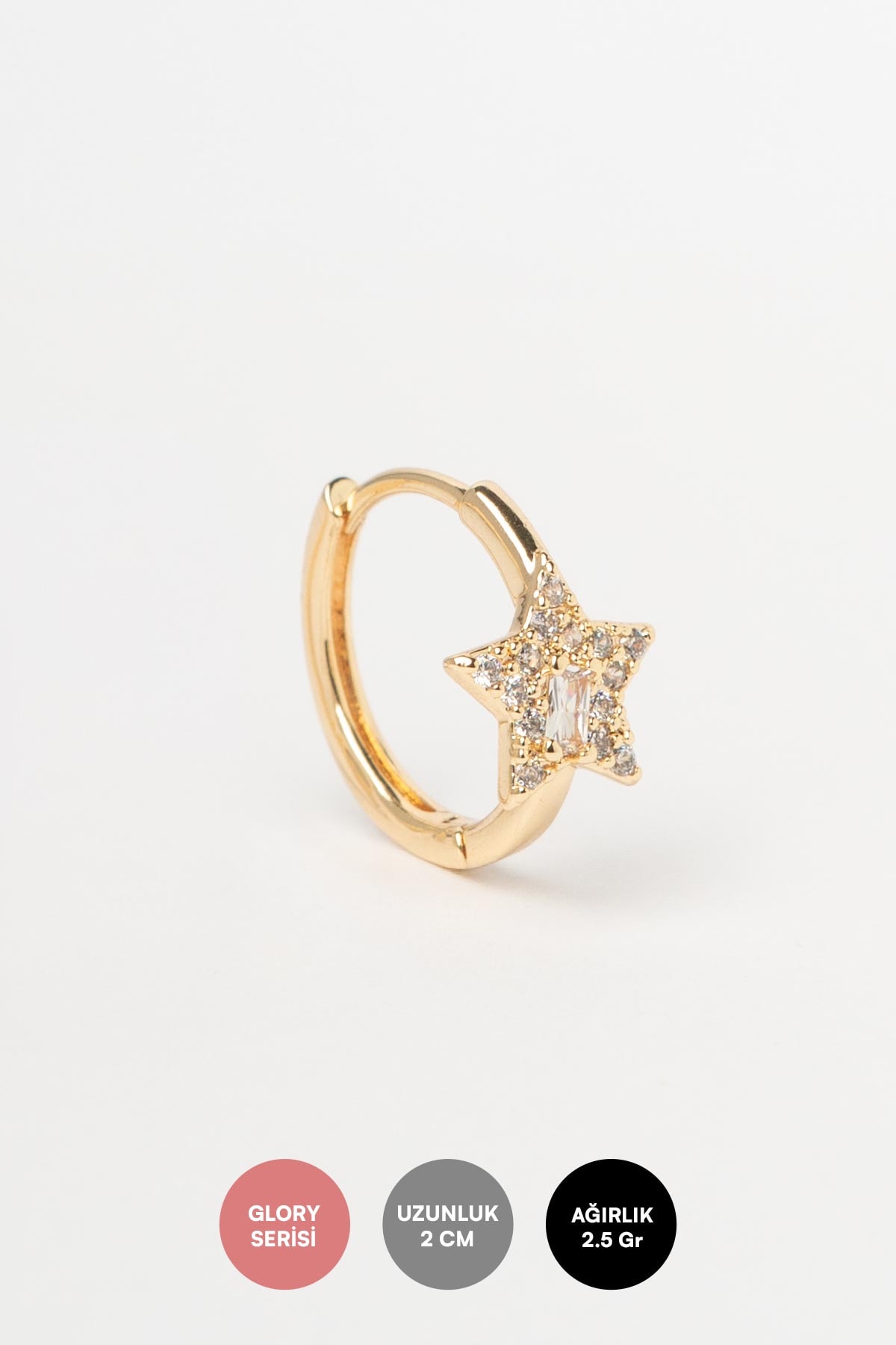 Gold Zirkon Taşlı Minimal Yıldız Tasarım Halka Glory Küpe AKE9308