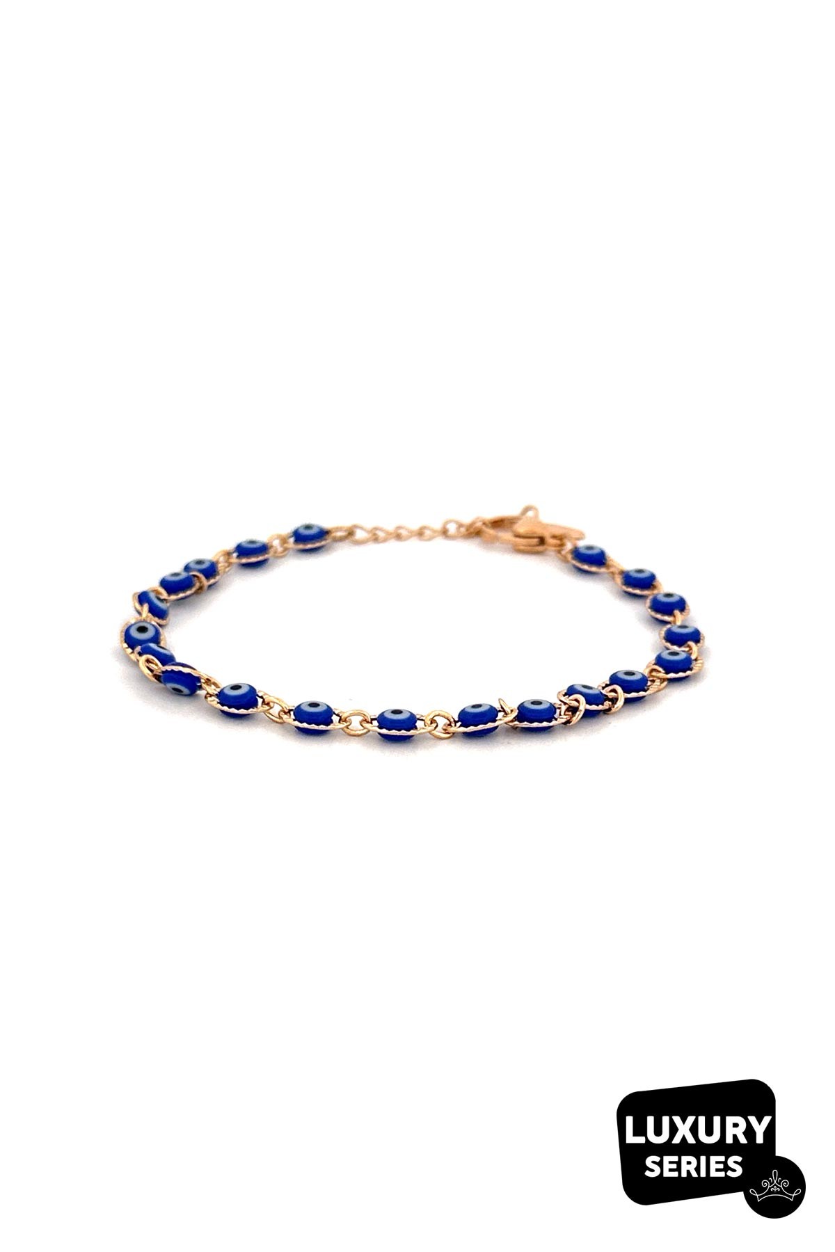 Gold Çerçeveli Sıra Minimal Nazar Boncukları Luxury Bileklik ABL7019